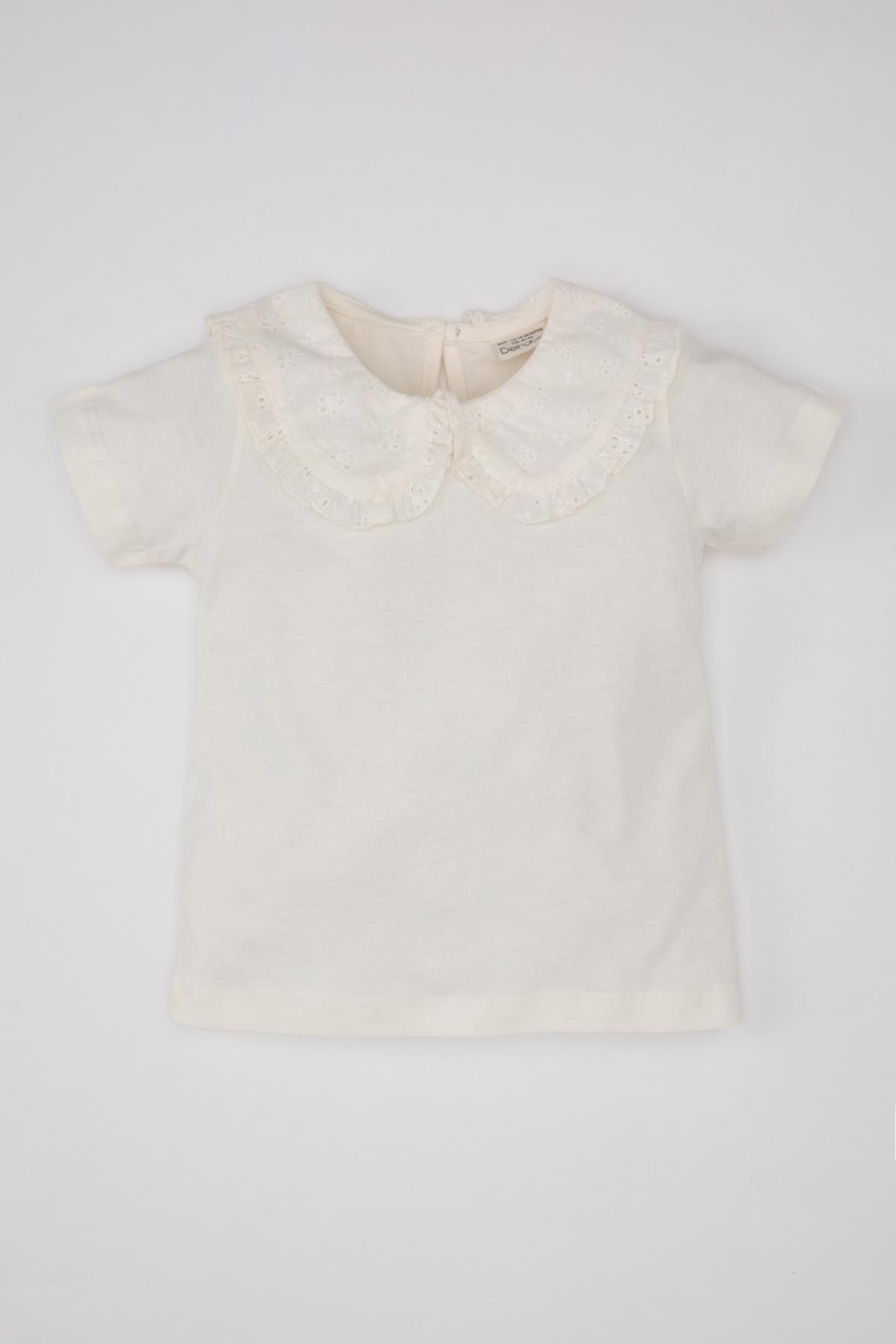 DEFACTO Baby Girl Lace Collar Short Sleeve T-Shirt