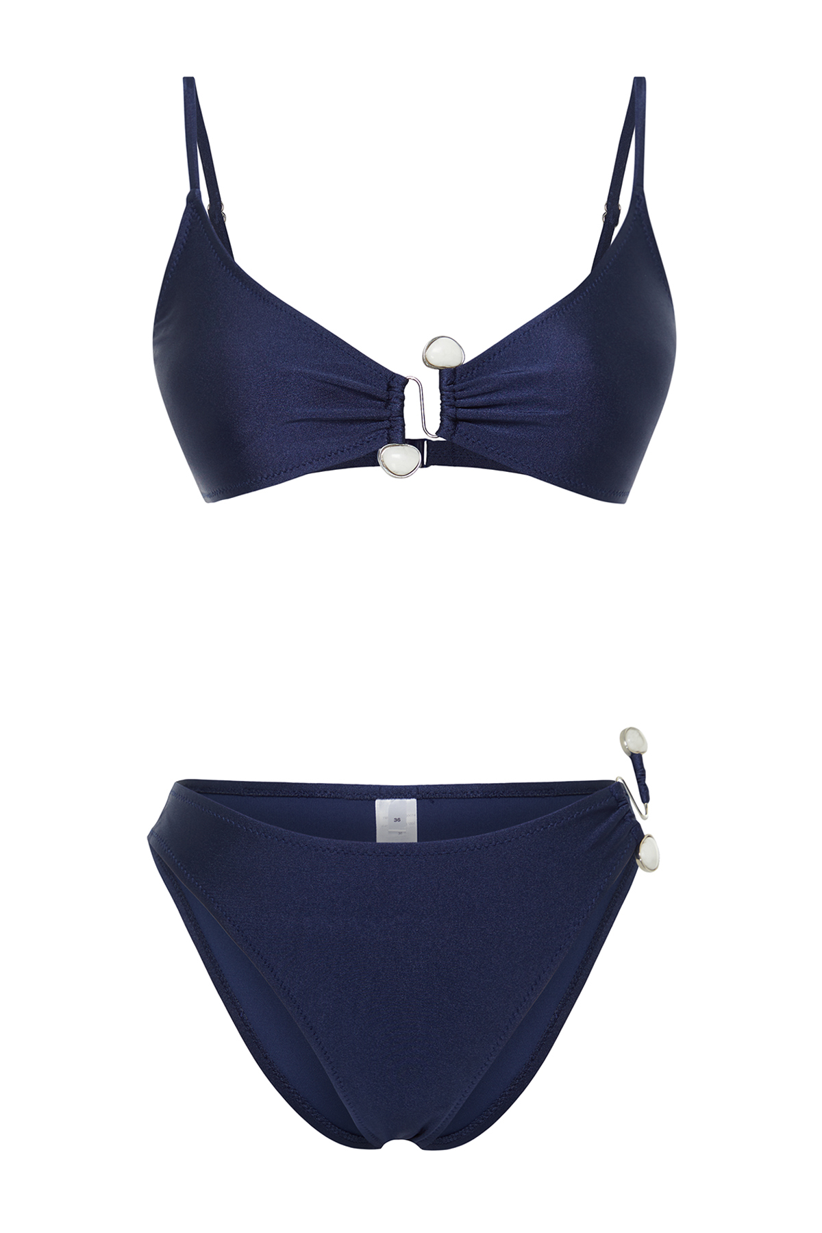 Trendyol Navy Blue Bralette Accessory High Leg Regular Bikini Set