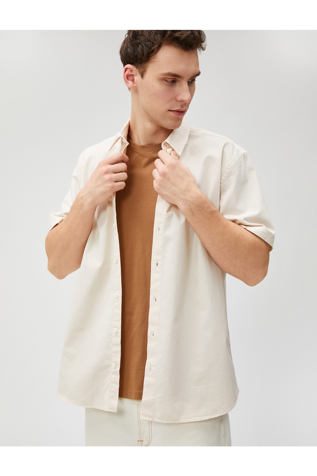 Levně Koton Summer Shirt Short Sleeve Classic Collar Cotton