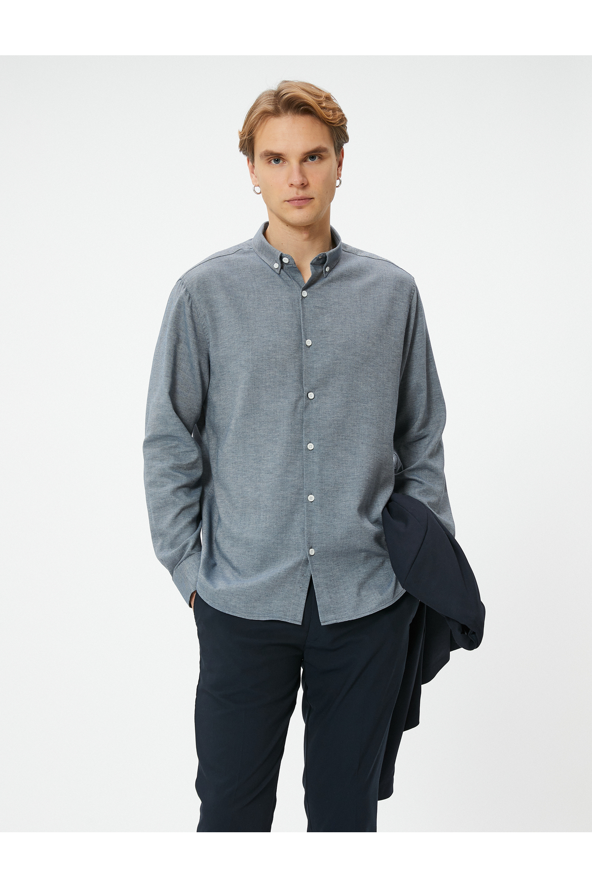 Levně Koton Slim Fit Shirt Long Sleeve Classic Collar Buttoned
