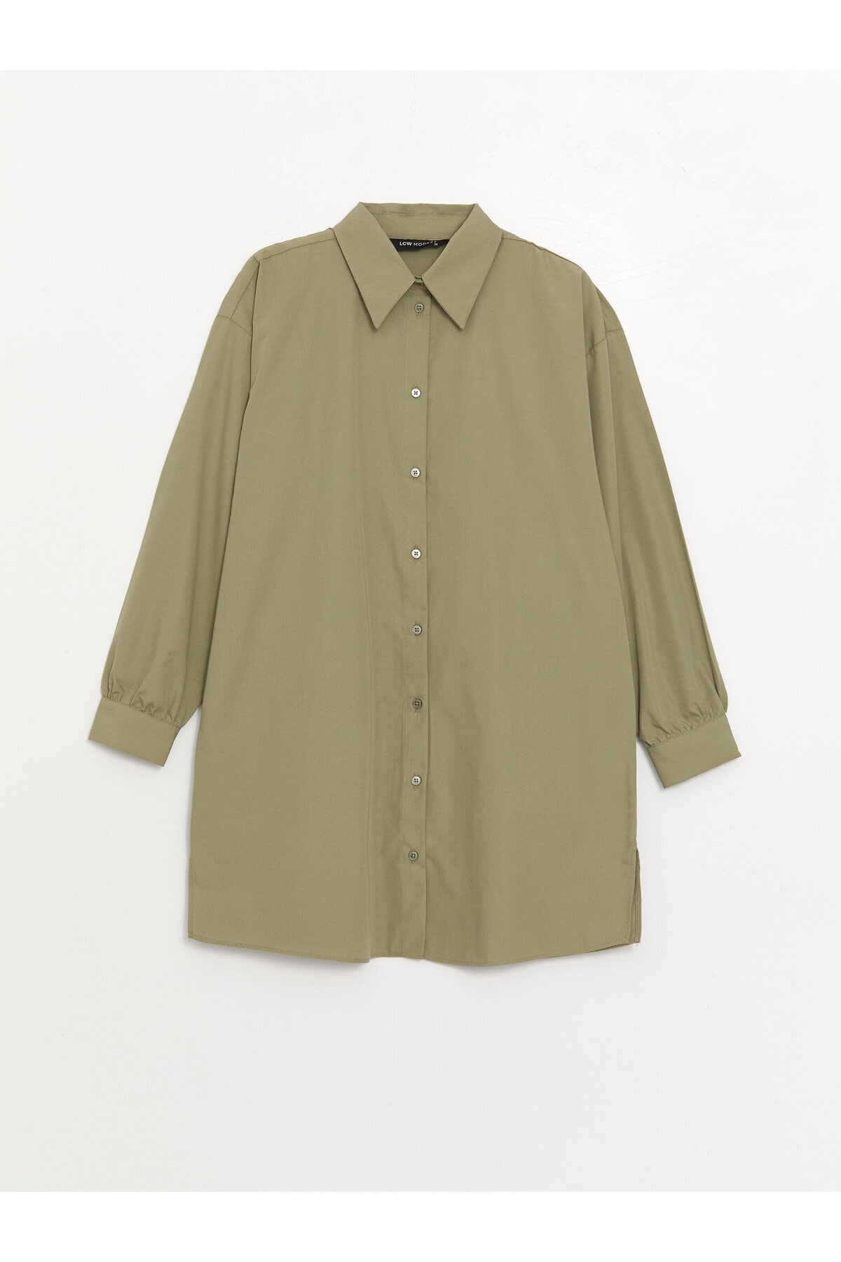 LC Waikiki Women's Shirt Collar Straight Long Sleeve Oversized Tunic