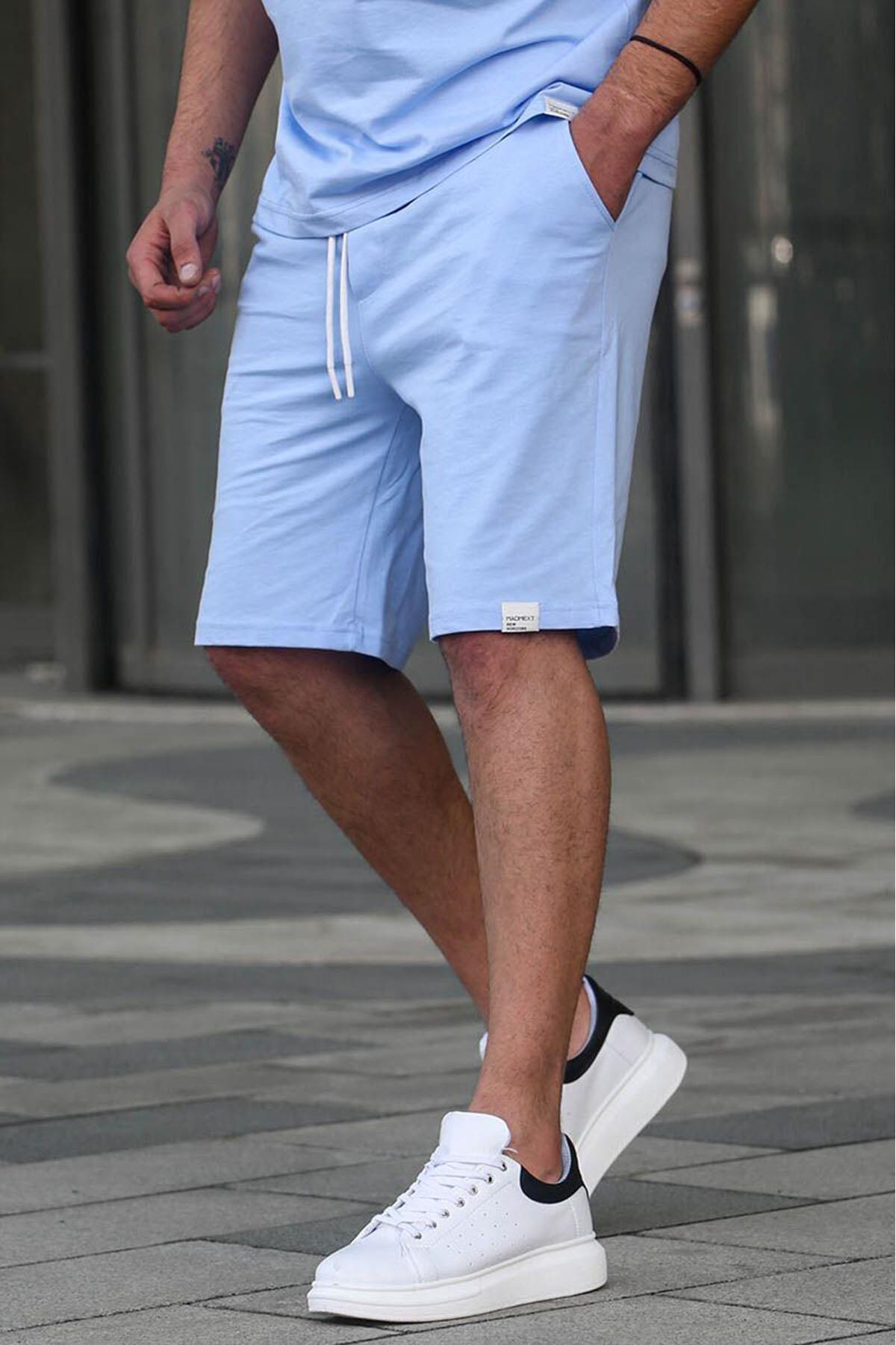 Levně Madmext Men's Blue Basic Shorts 6501