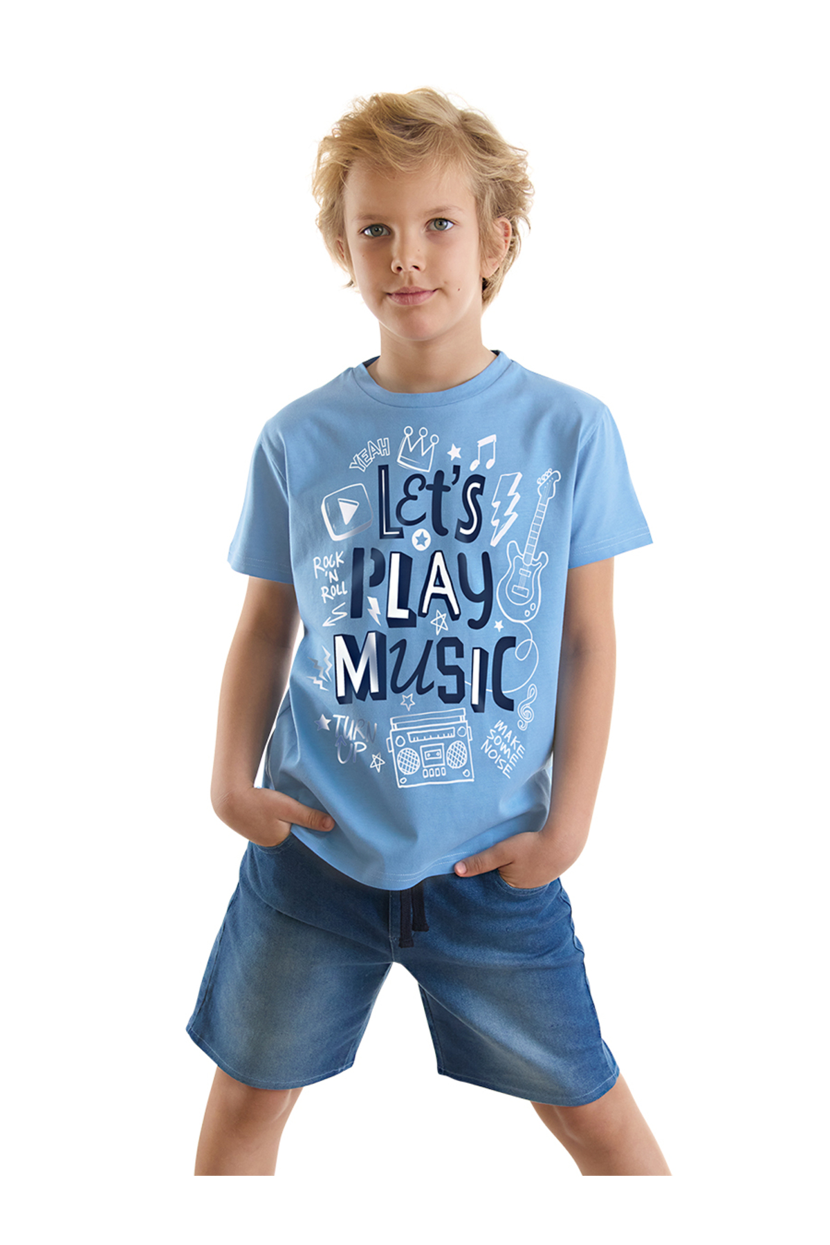 mshb&g Let's Play Boys T-shirt Denim Shorts Set