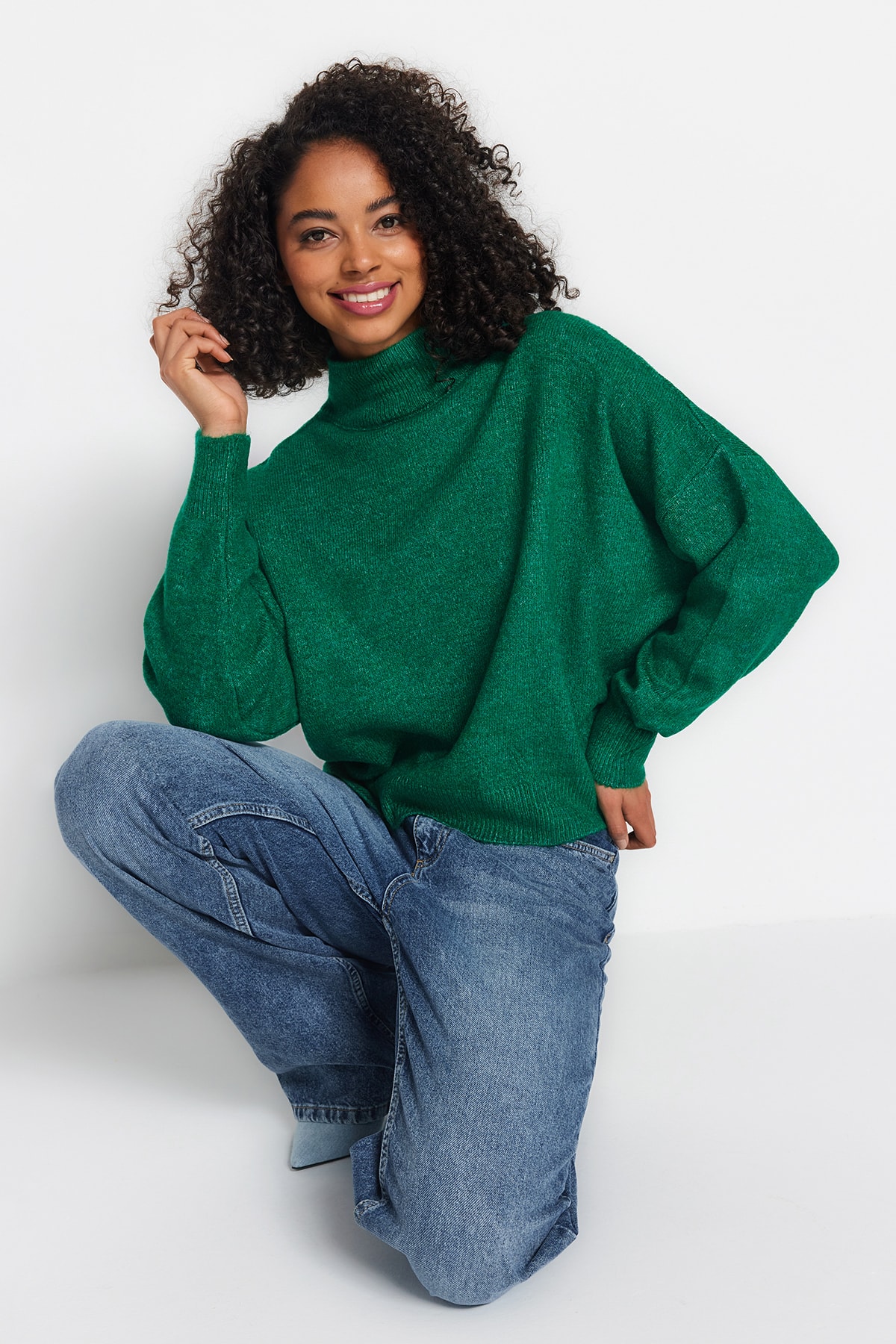 Trendyol Sweater - Green - Oversize