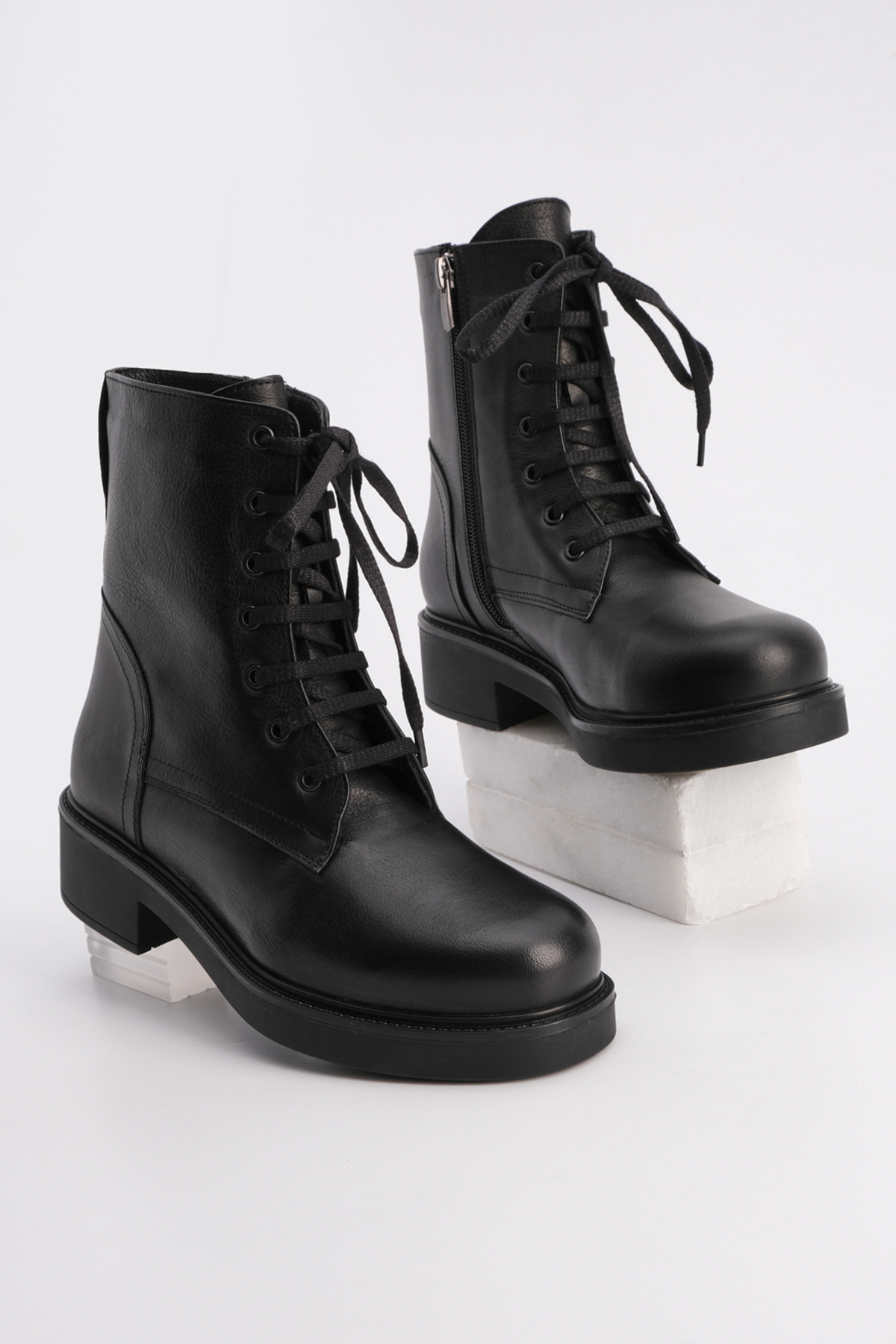 Marjin Women's Genuine Leather Ankle Boots Tovret Black