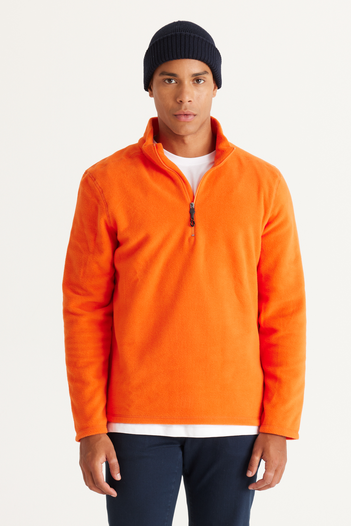 AC&Co / Altınyıldız Classics Men's Orange Anti-pilling Anti-Pilling Standard Fit High Neck Cold Proof Fleece Sweatshirt