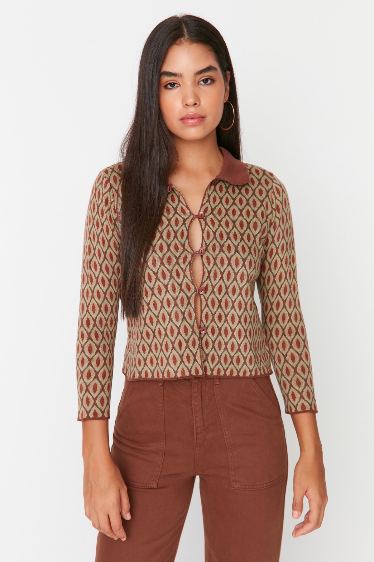 Trendyol Cardigan - Brown - Fitted