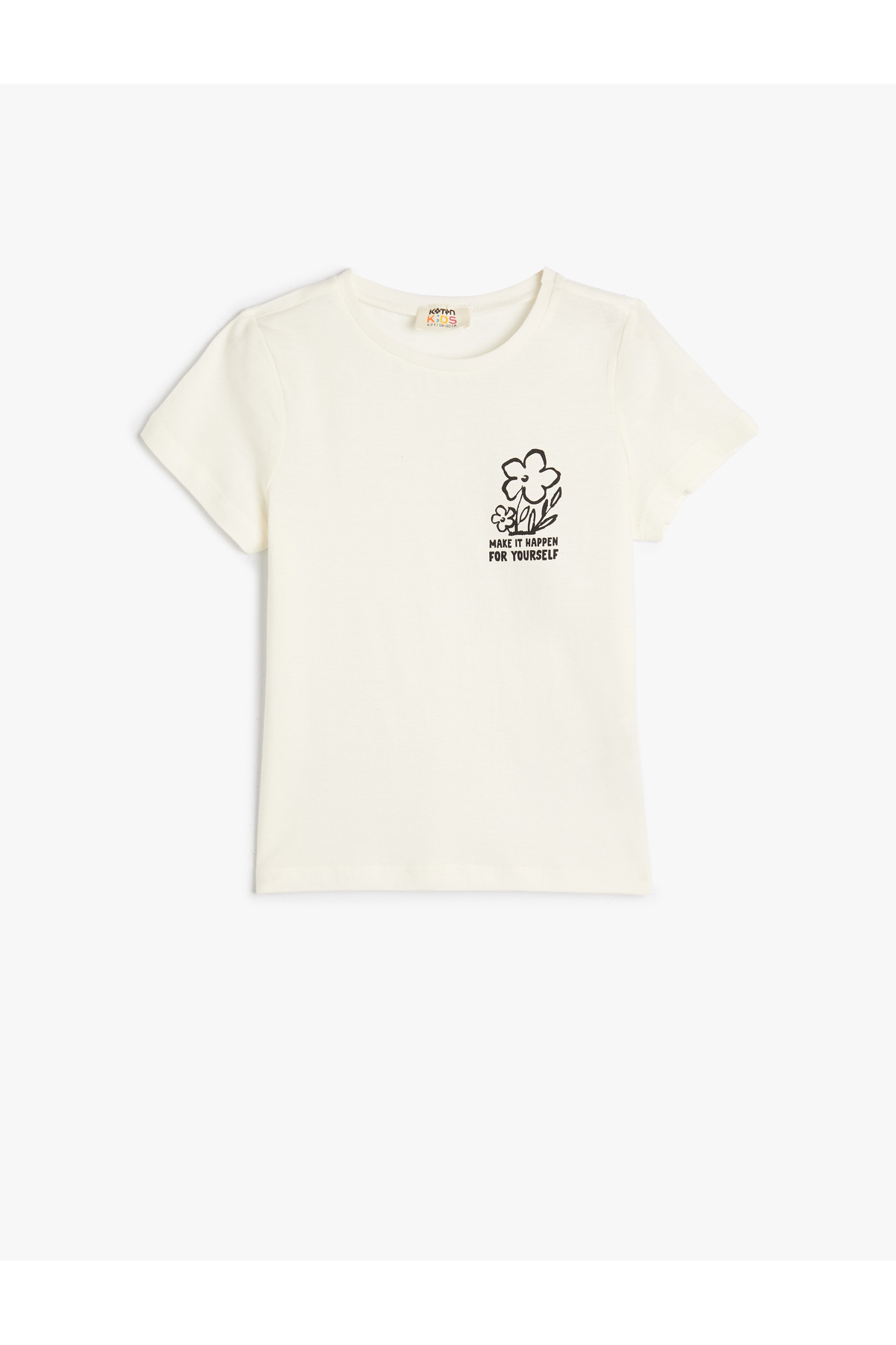 Koton T-Shirt Floral Print Detail Short Sleeve Crew Neck Cotton