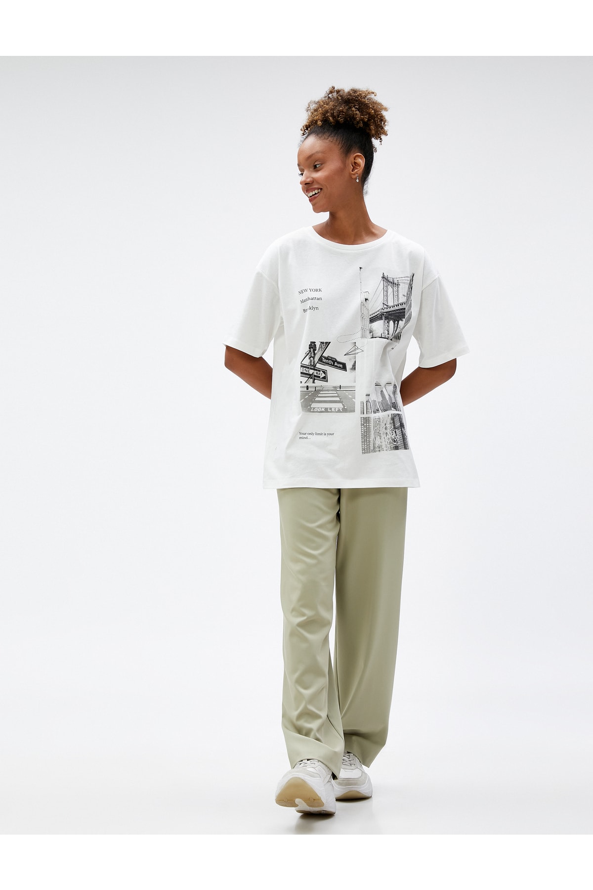 Koton New York Print T-Shirt Crew Neck Short Sleeve Cotton