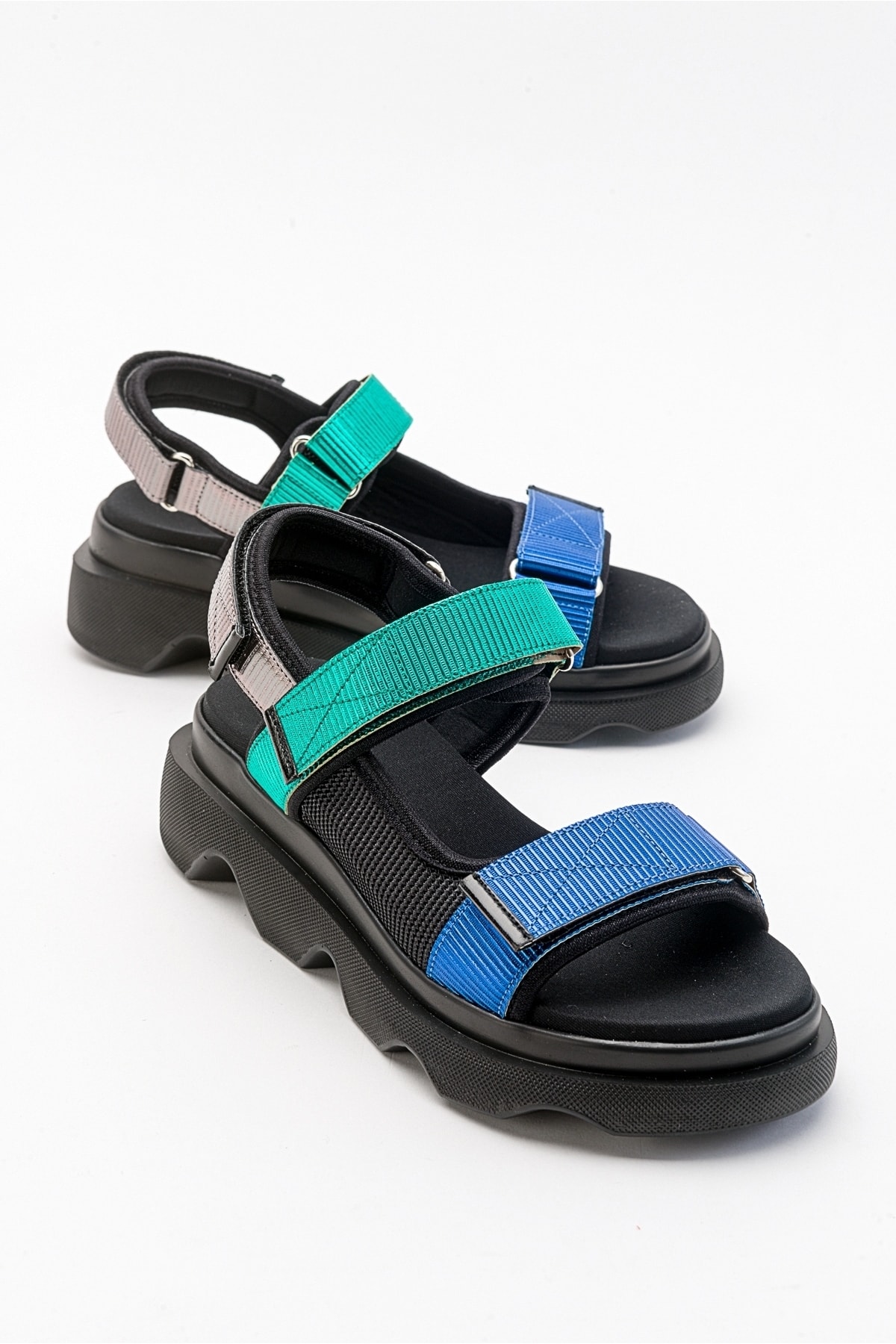 Levně LuviShoes Arey Women's Black Green Multi Sandals