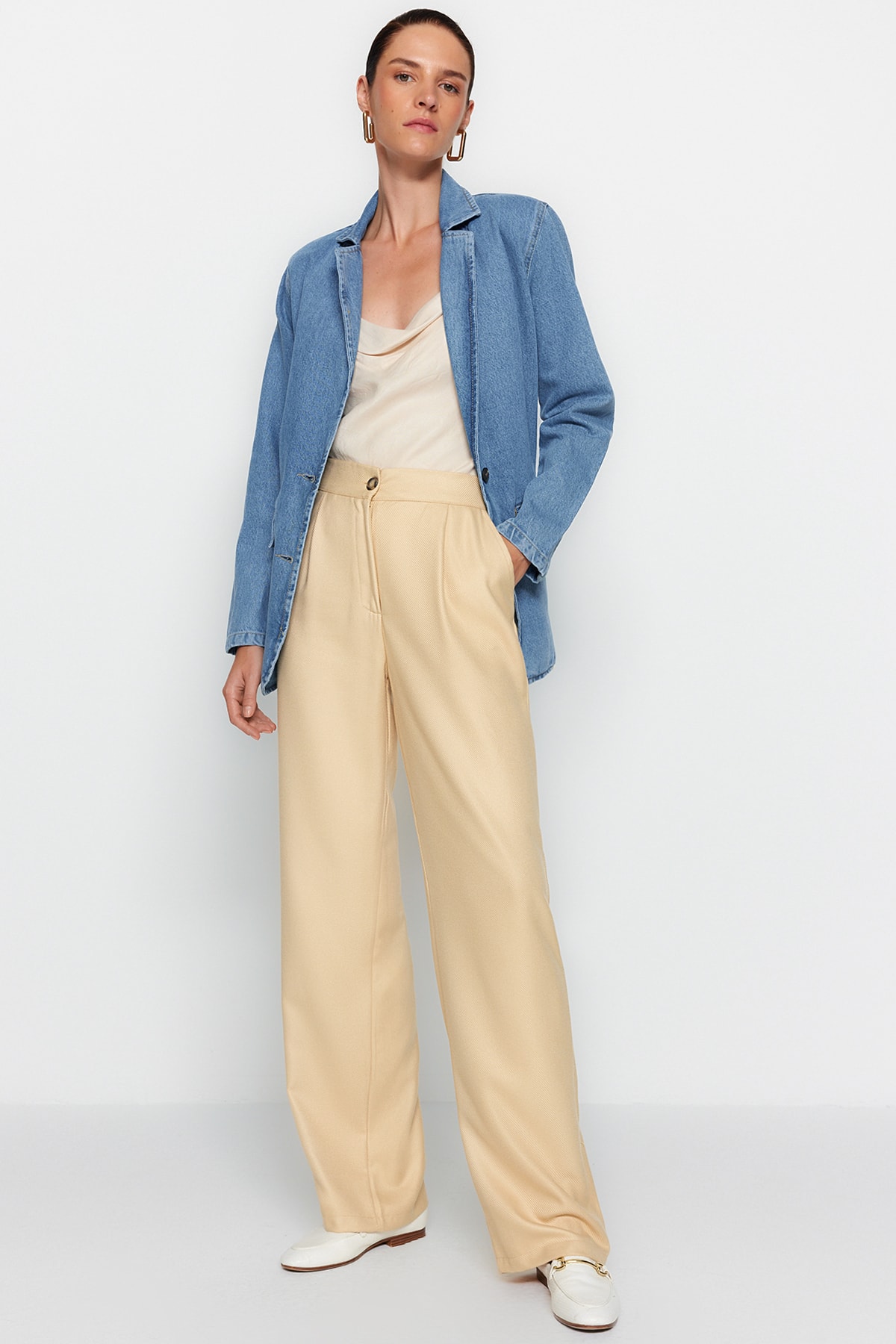 Trendyol Light Brown Wide Leg Woven Tall Pants