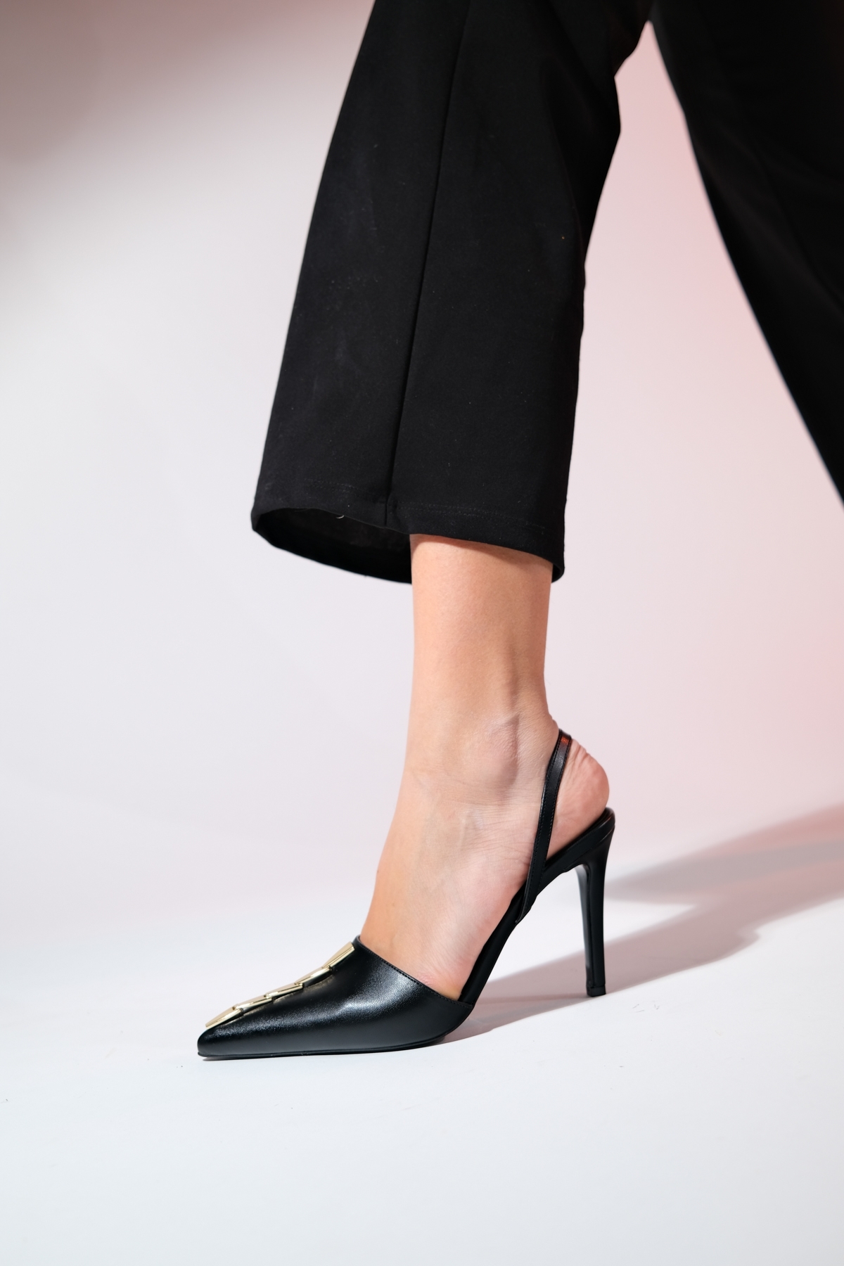 LuviShoes BELIZE Women's Black Gold Accessory High Heeled Shoes