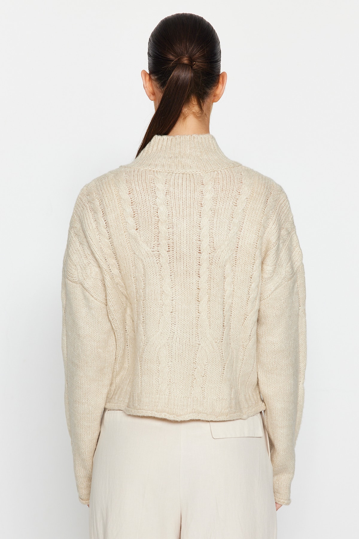 Trendyol piatră moale textura fermoar tricotat pulover cardigan