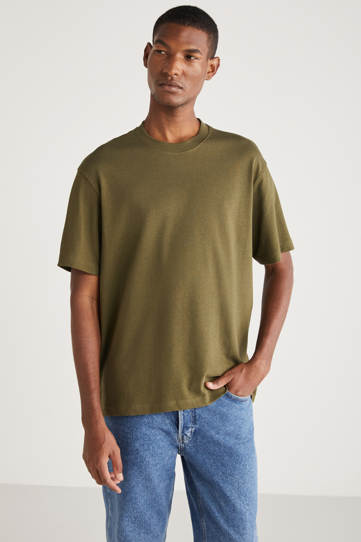 Levně GRIMELANGE Curtıs Men's Comfort Fit Thick Textured Recycle 100% Cotton T-shirt