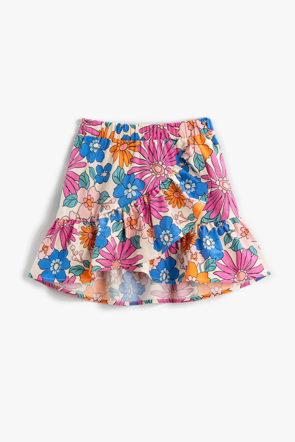 Levně Koton Girls' Ecru Patterned Shorts &; Bermuda