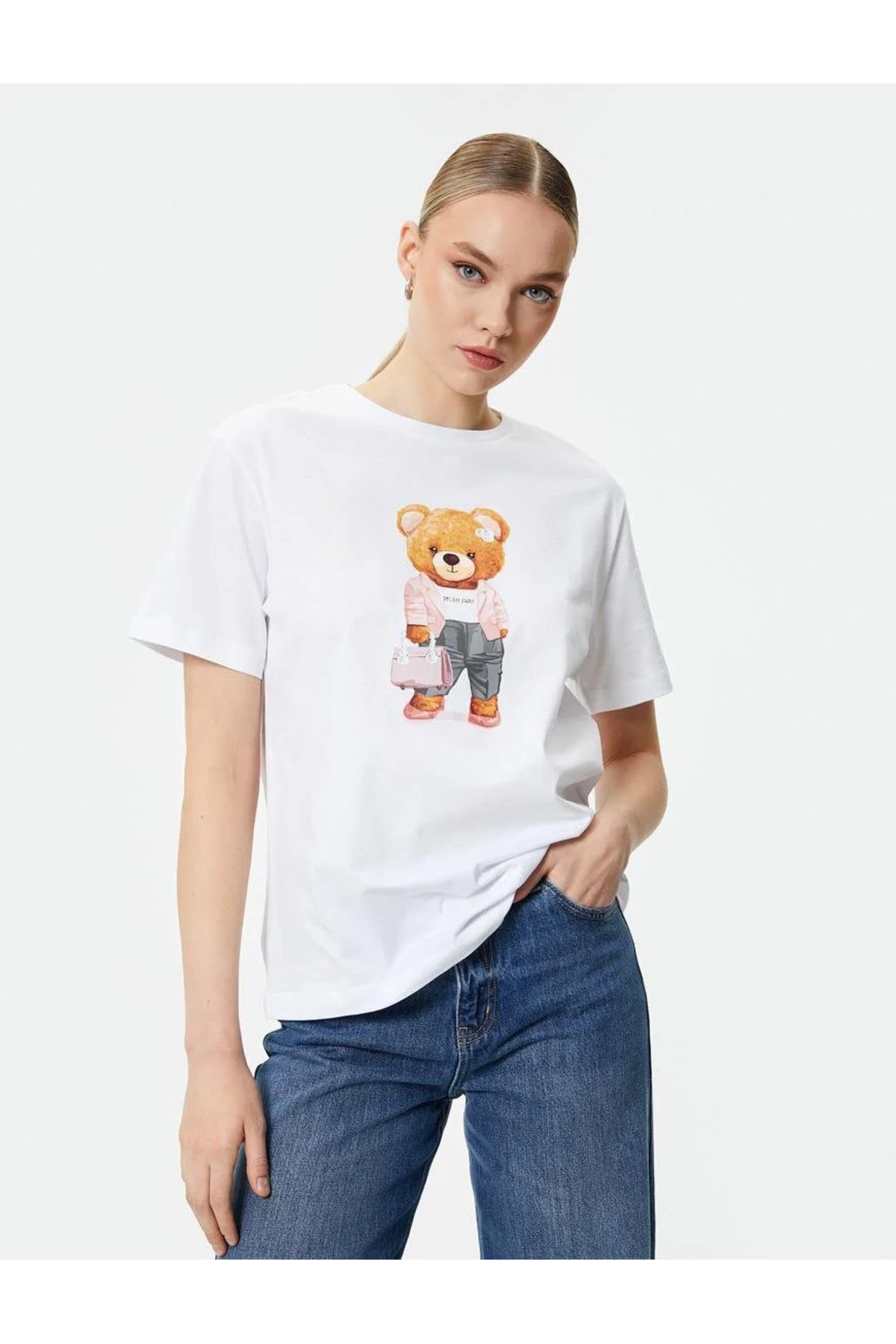 Levně Koton Teddy Bear Printed T-Shirt Crew Neck Short Sleeve Cotton
