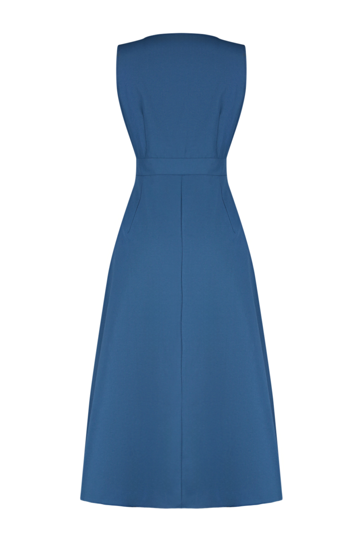 Trendyol Navy Blue A-Line Double Breasted Collar Button Detailed Midi Woven Dress