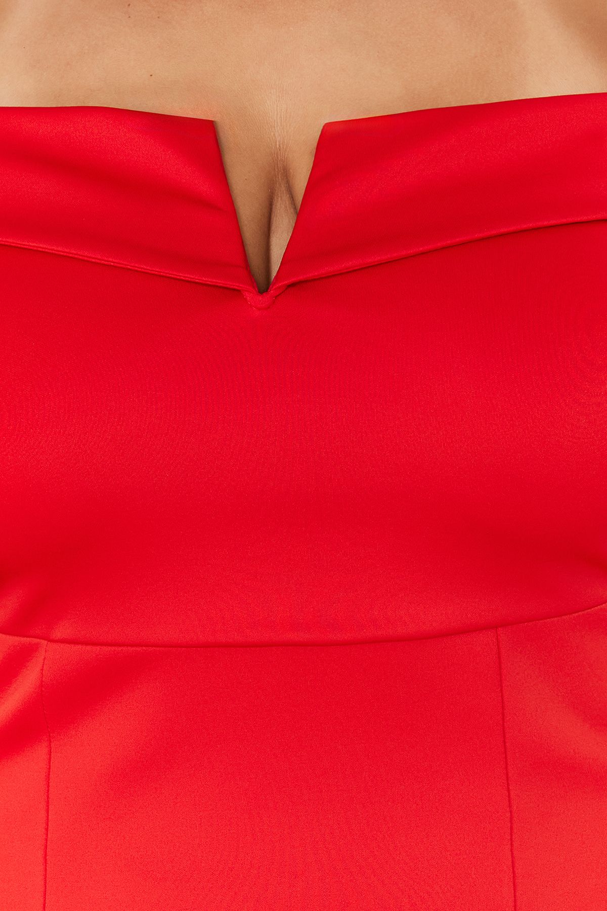 Trendyol Curve Red Diving/Scuba Knitted Plus Size Dress