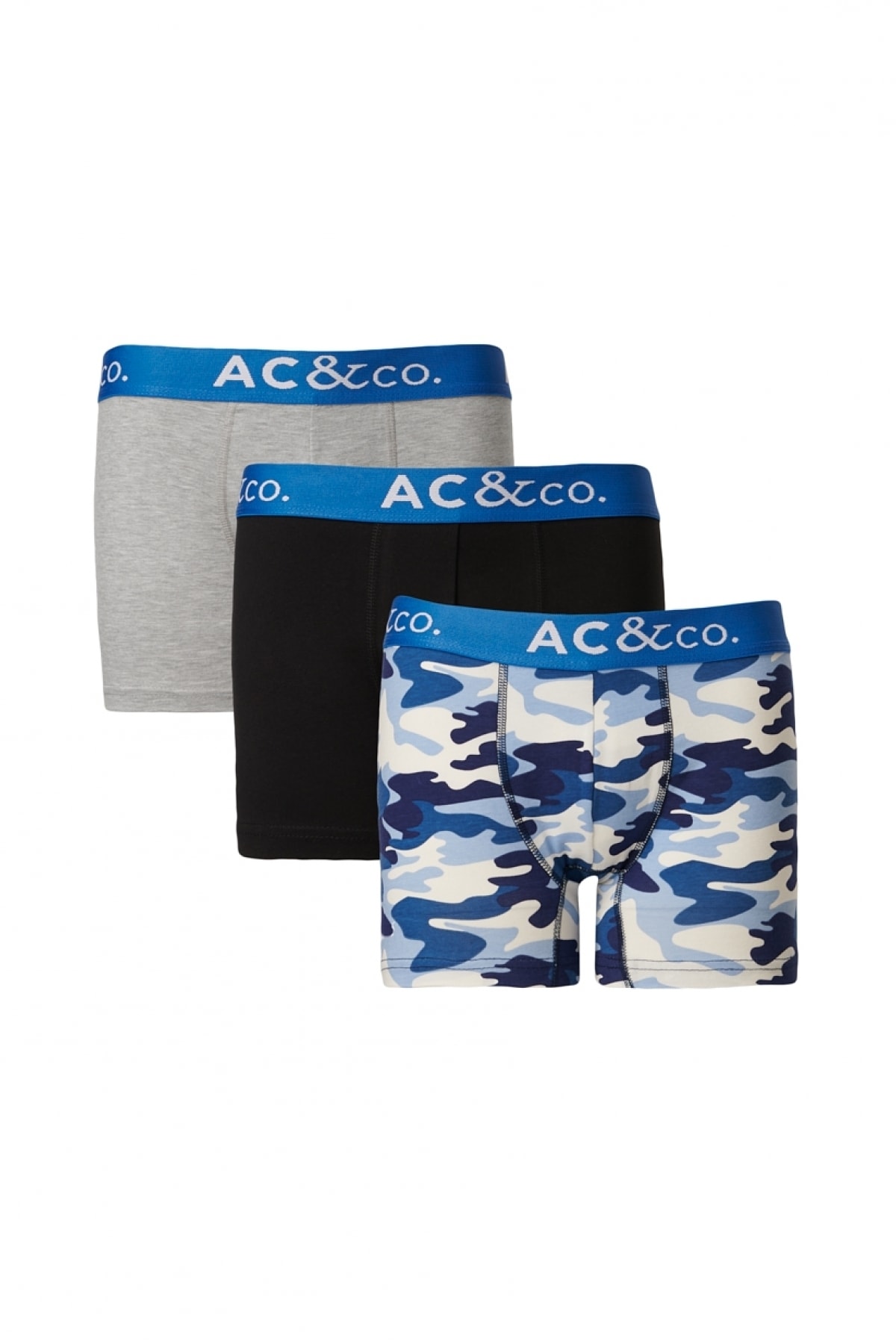 Levně AC&Co / Altınyıldız Classics Men's Navy-Grey 3-Pack Stretchy Patterned Cotton Boxer.