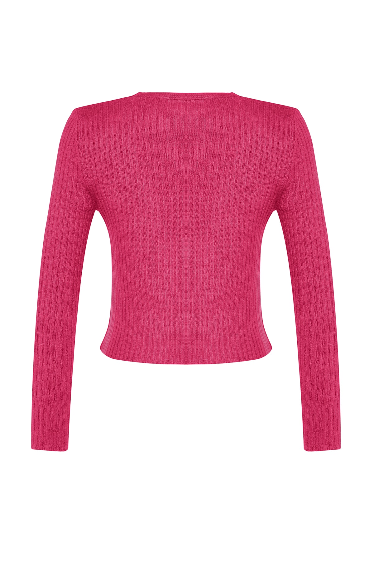 Trendyol Fuchsia Crop V Gât Tricotaje Cardigan