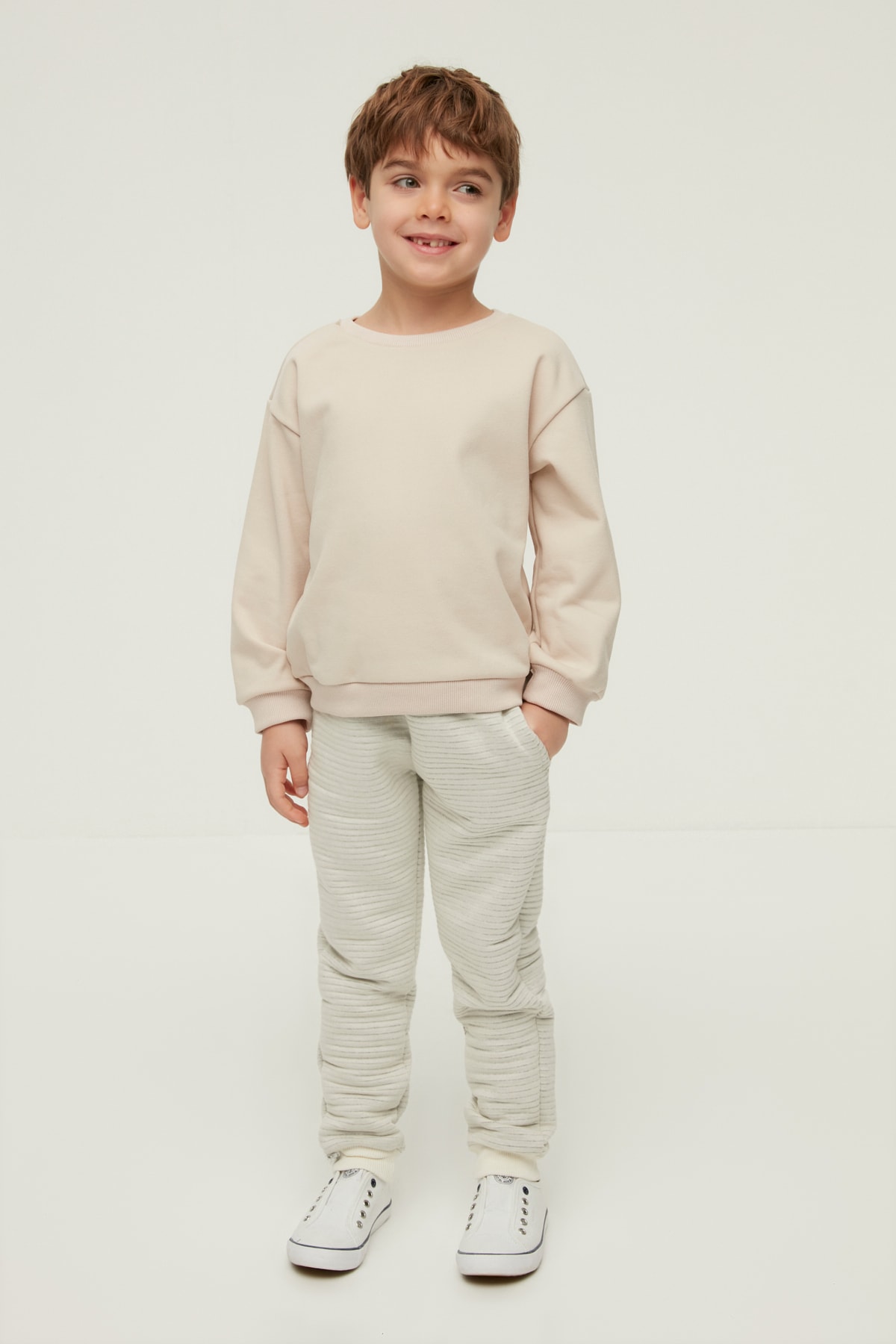 Trendyol Ecru Striped Basic Jogger Boy Knitted Thin Sweatpants