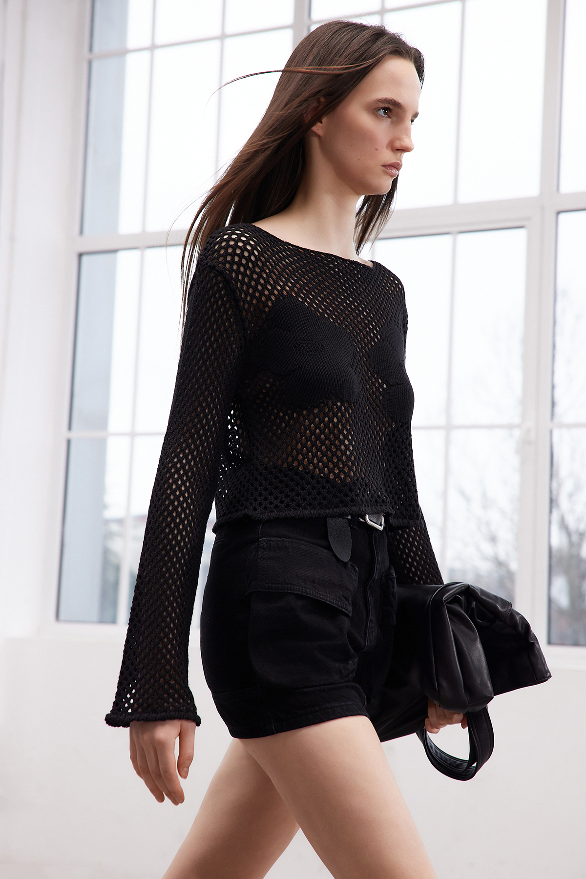 Levně Trendyol Limited Edition Black Cargo Pocket Mini Denim Skirt