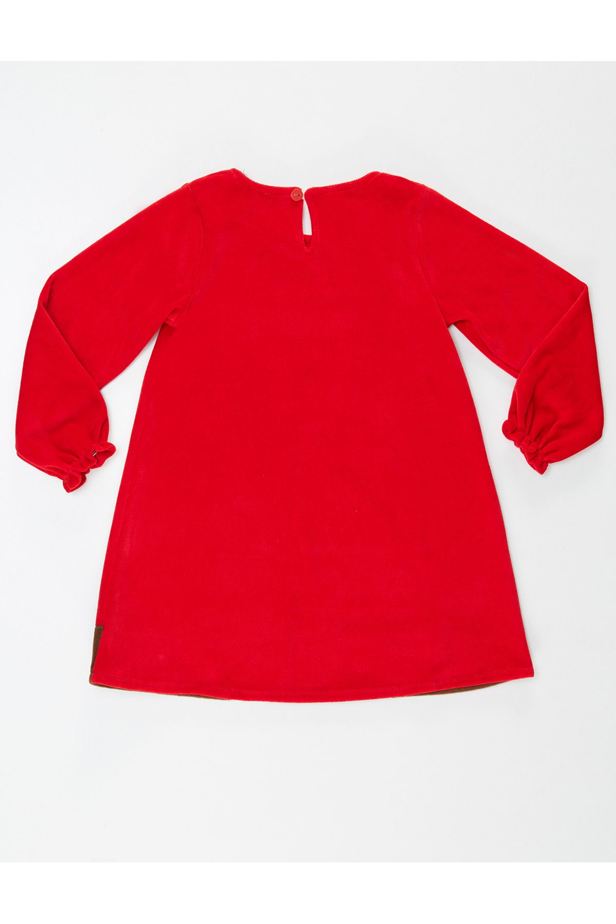 Denokids Fawn Girl Velvet Red Christmas Dress