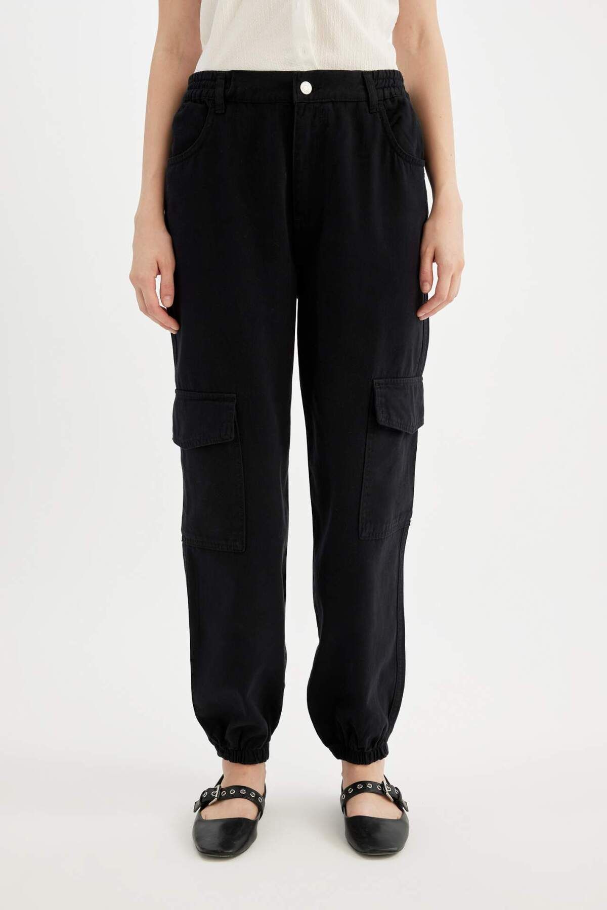 DEFACTO Coool Cargo Jogger Gabardine 100% Cotton Trousers