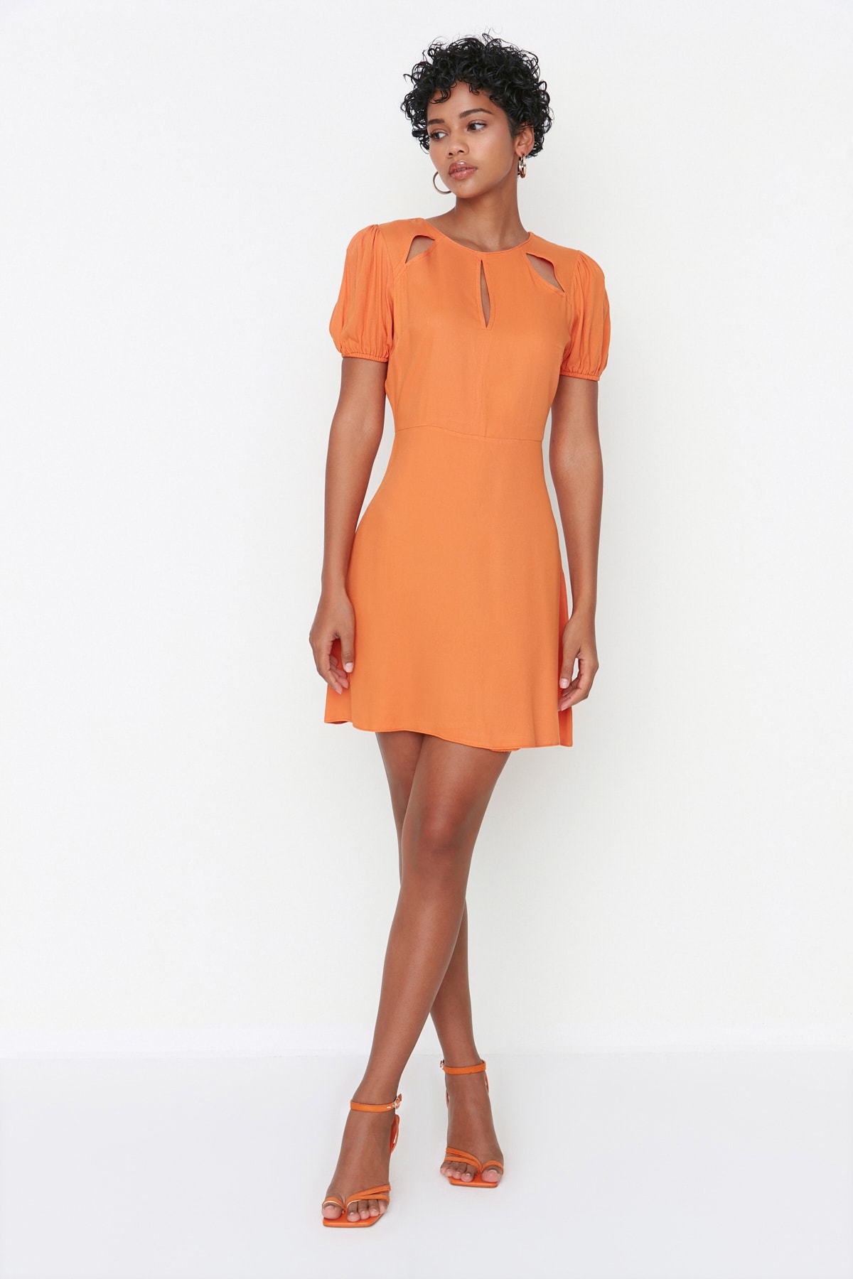Trendyol Orange Collar Detailed Woven Dress