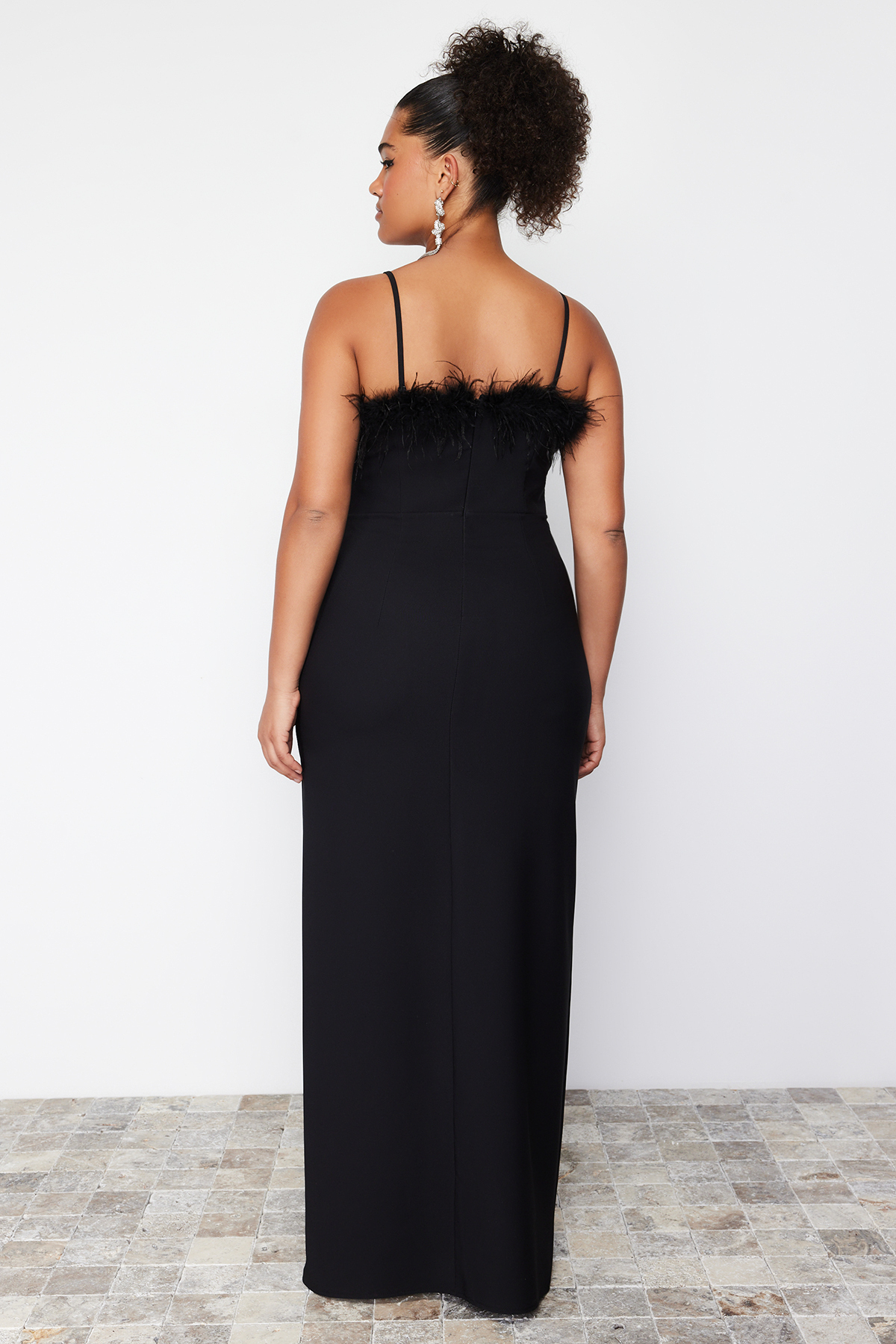 Trendyol Curve Black Finike Woven Plus Size Dress