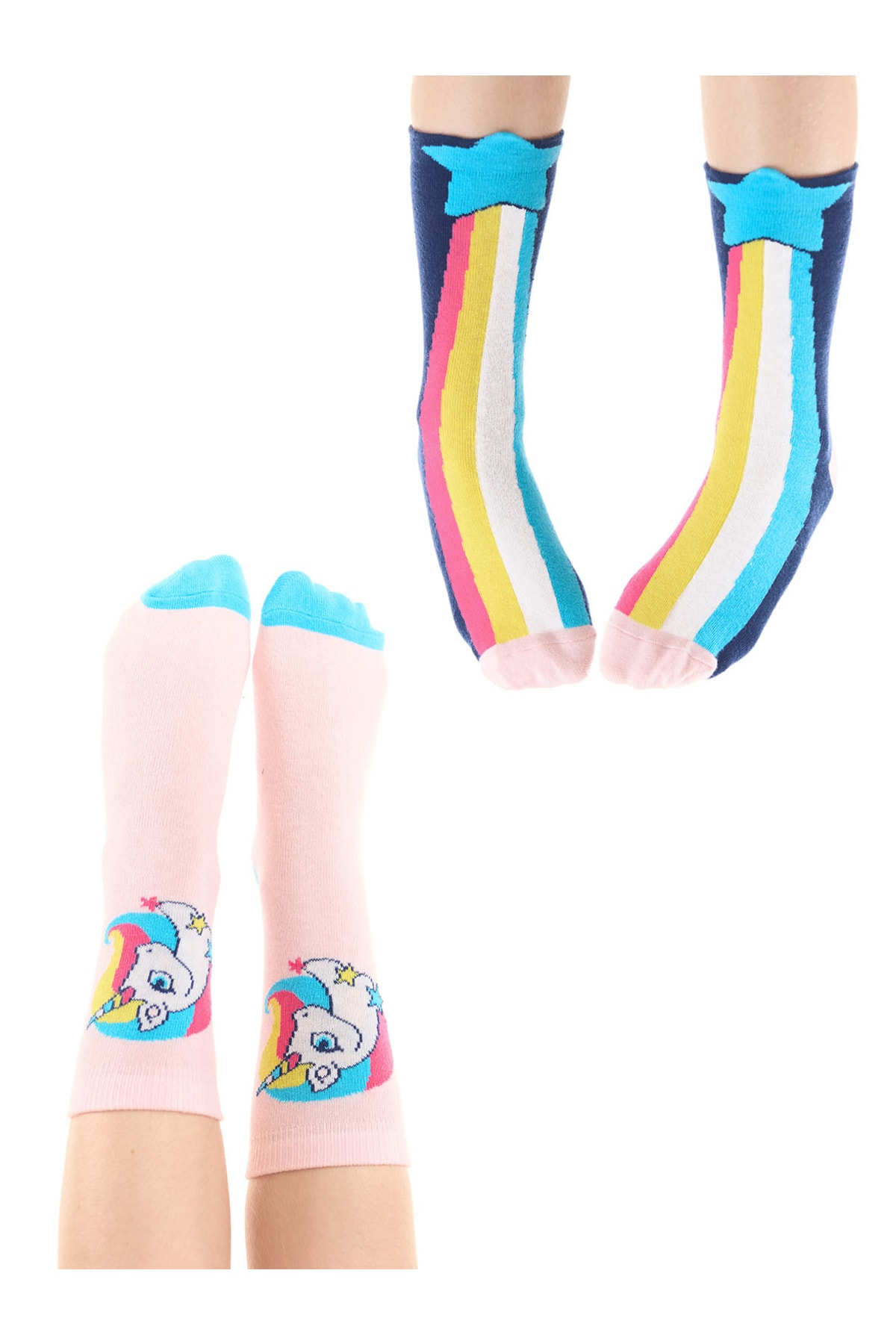 Levně Denokids Rainbow Star Girls 2 Pack Socket Socks Set