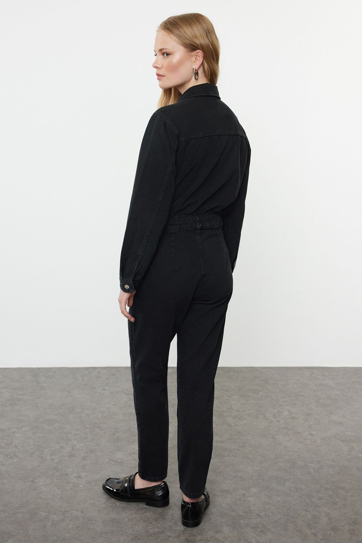 Trendyol Black Waist Detailed Denim Jumpsuit