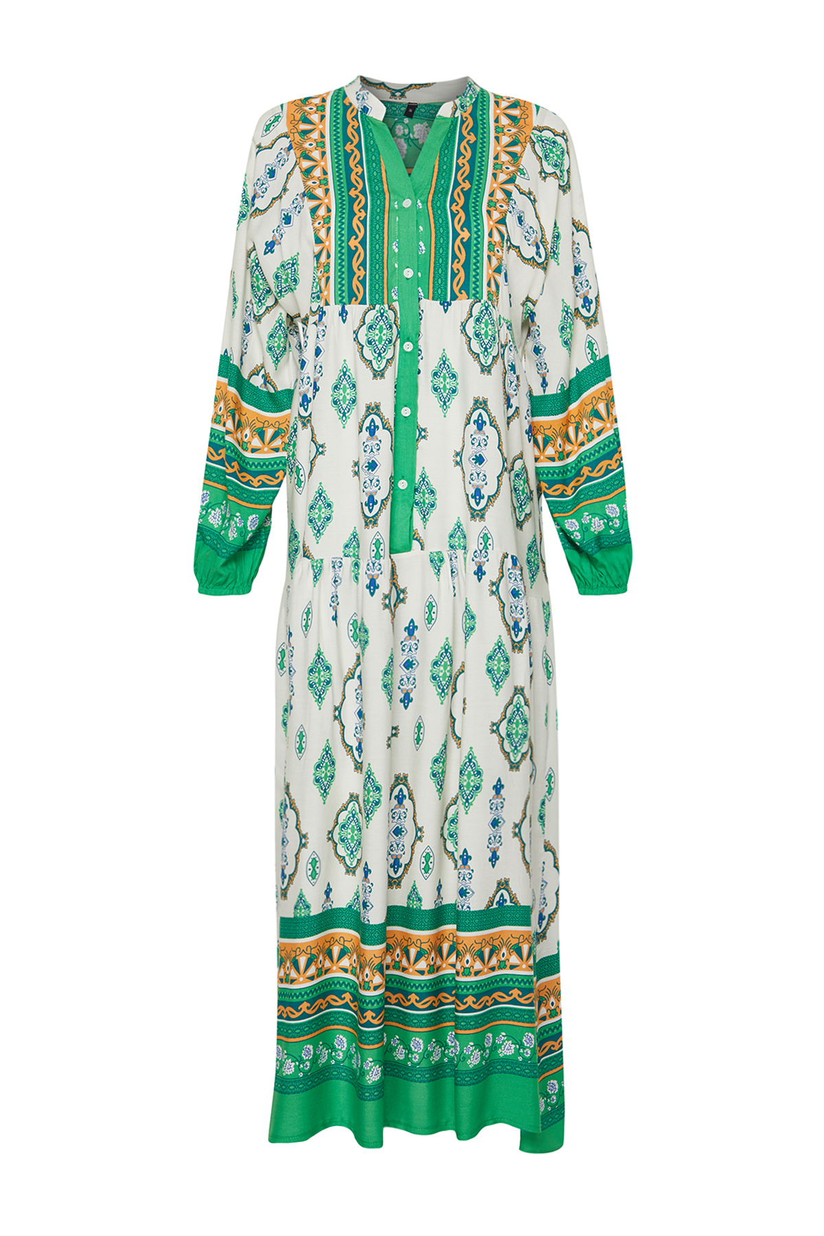 Trendyol Green Floral Pattern Woven Viscose Dress