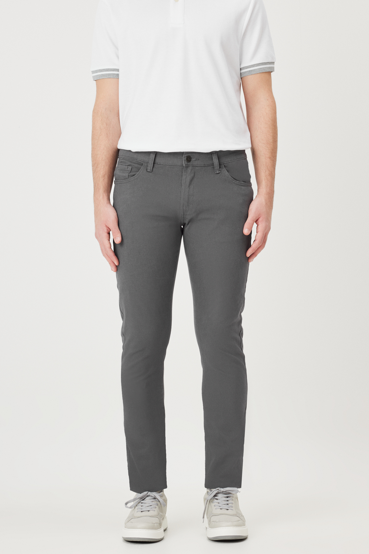 Levně AC&Co / Altınyıldız Classics Men's Anthracite Slim Fit Slim Fit 5 Pocket Cotton Canvas Flexible Chino Trousers