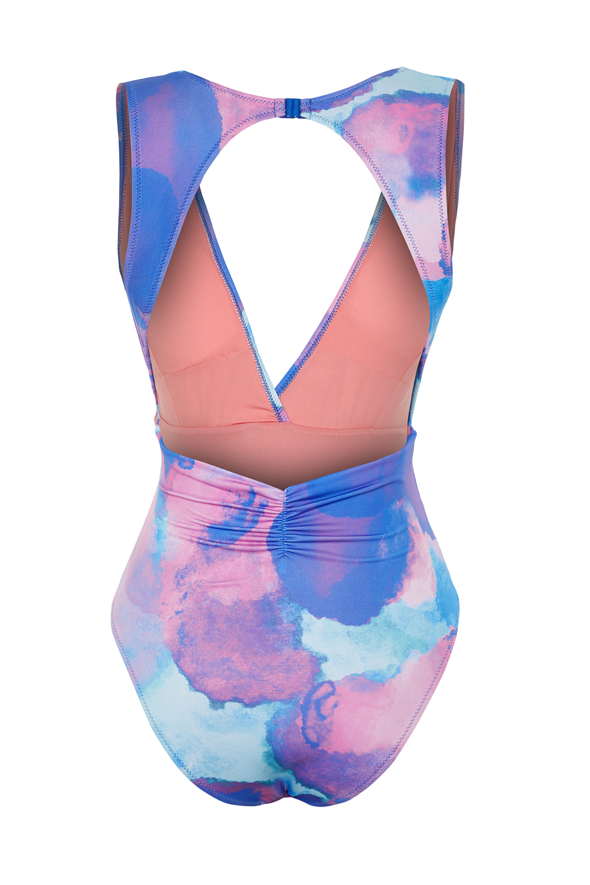 Trendyol Abstract Patterned Deep-cut Draped Regular Swimsuit