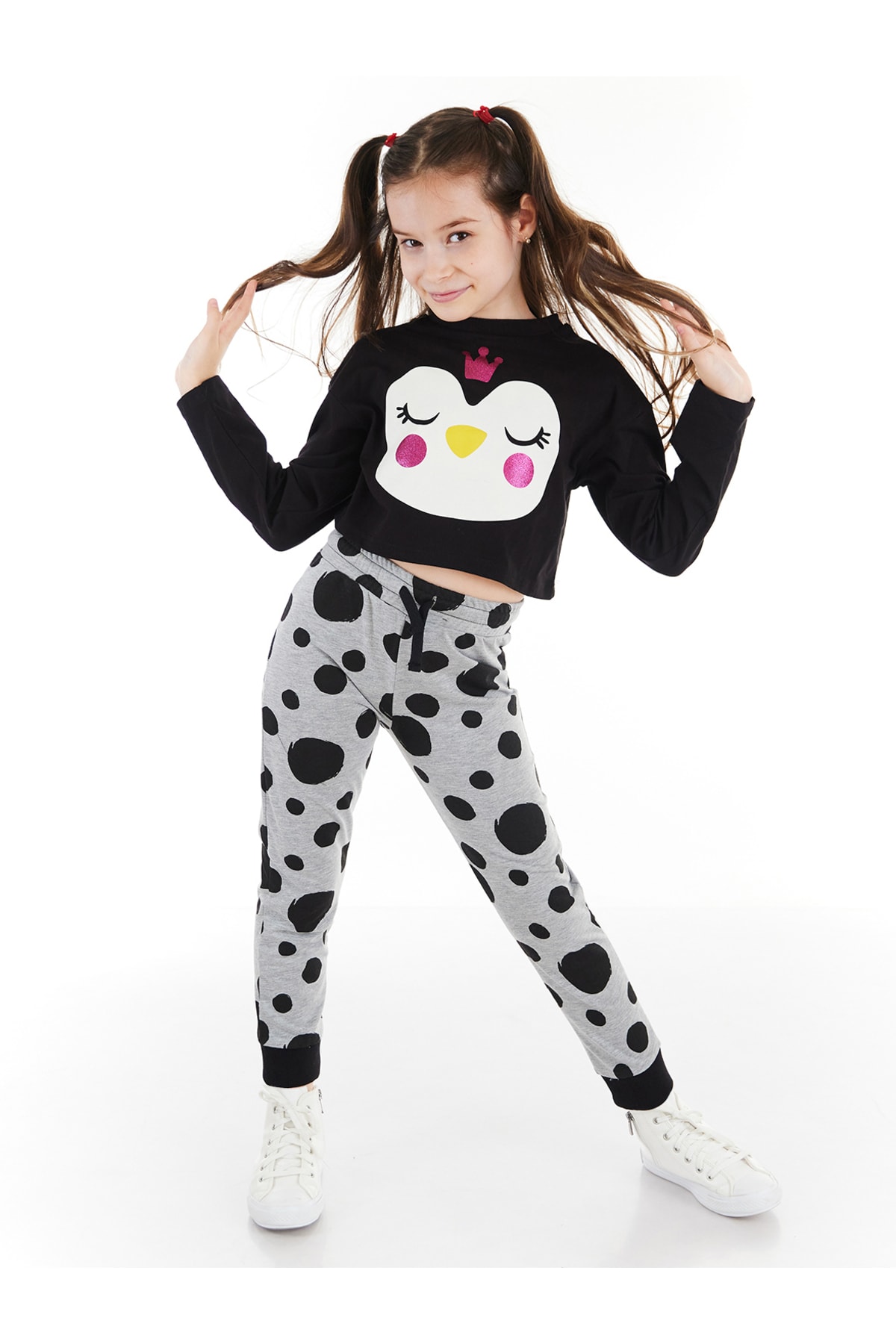 Levně Denokids Princess Penguin Girls Kids T-shirt Pants Suit