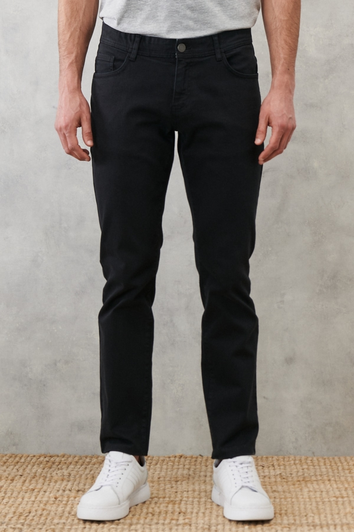 ALTINYILDIZ CLASSICS Men's Black 360 Degree All-Direction Stretch Comfortable Slim Fit Slim Fit Trousers