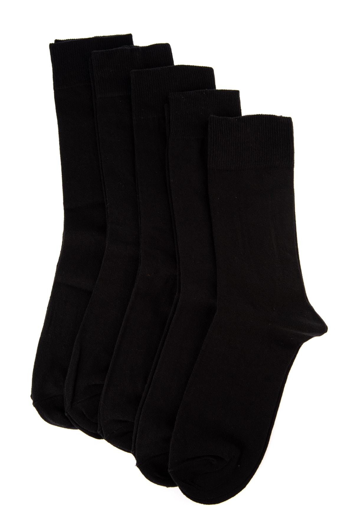 Trendyol Black Men's Cotton Plain 5-Pack Crewneck Socks