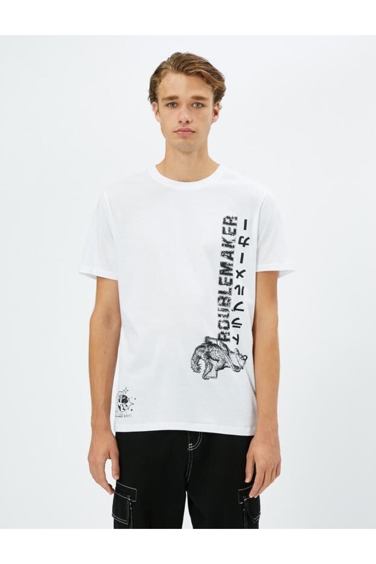 Koton Asian Printed T-Shirt Crew Neck Short Sleeve Cotton