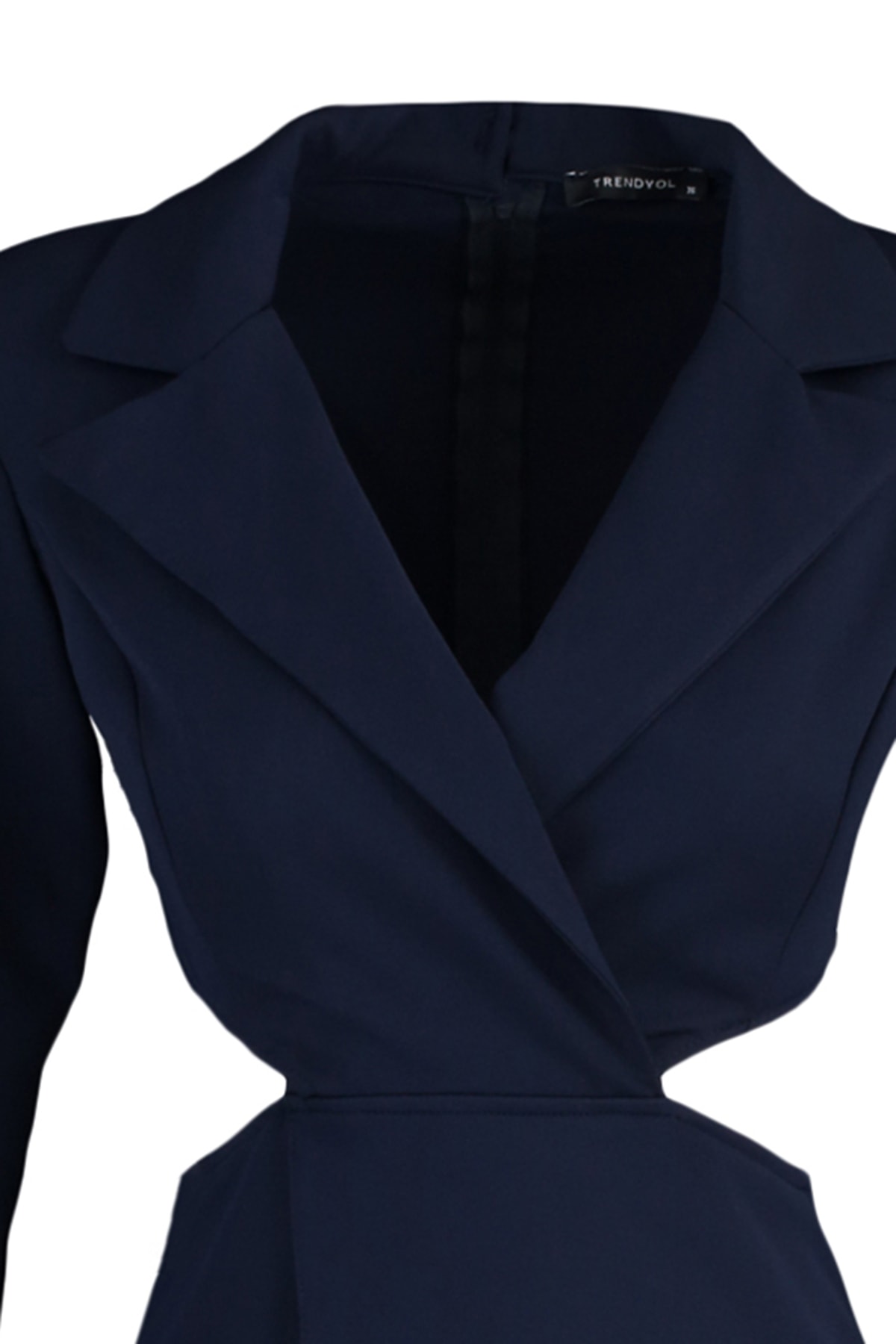 Trendyol bleumarin mini țesut decupat detaliu jachetă rochie țesută