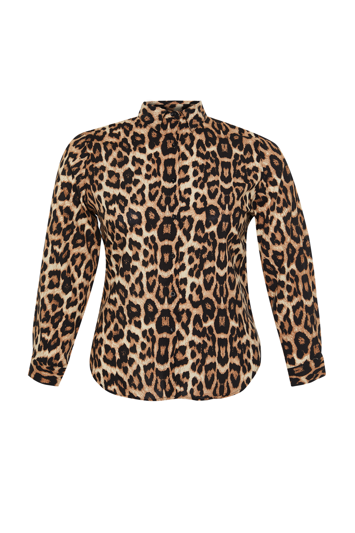 Trendyol Curve Multi Color Leopard Pattern Plus Size Shirt