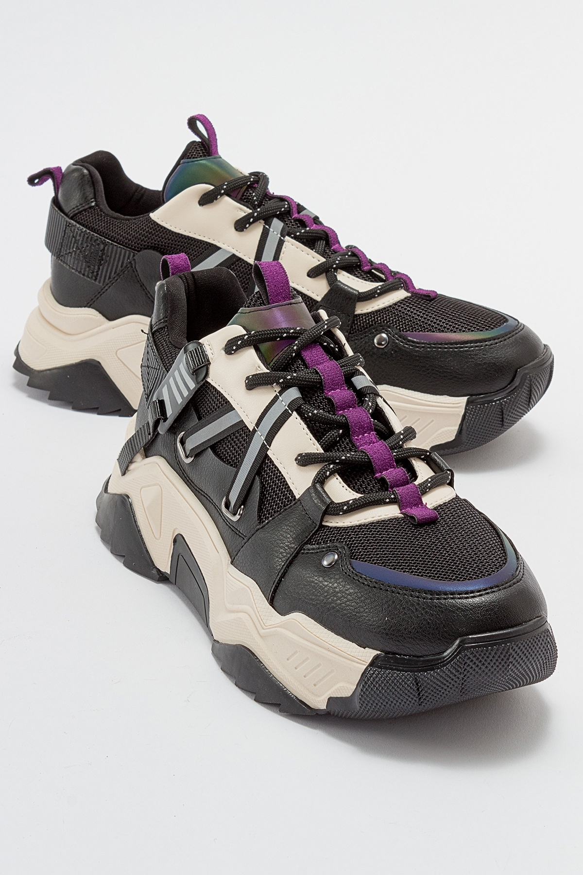 LuviShoes LEONA Black Purple Women's Sports Sneakers