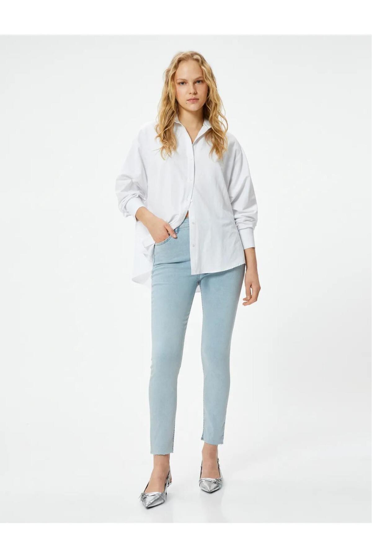 Koton Slim Fit High Waist Denim Trousers Elastic Pocket Cotton - Carmen Skinny Jeans