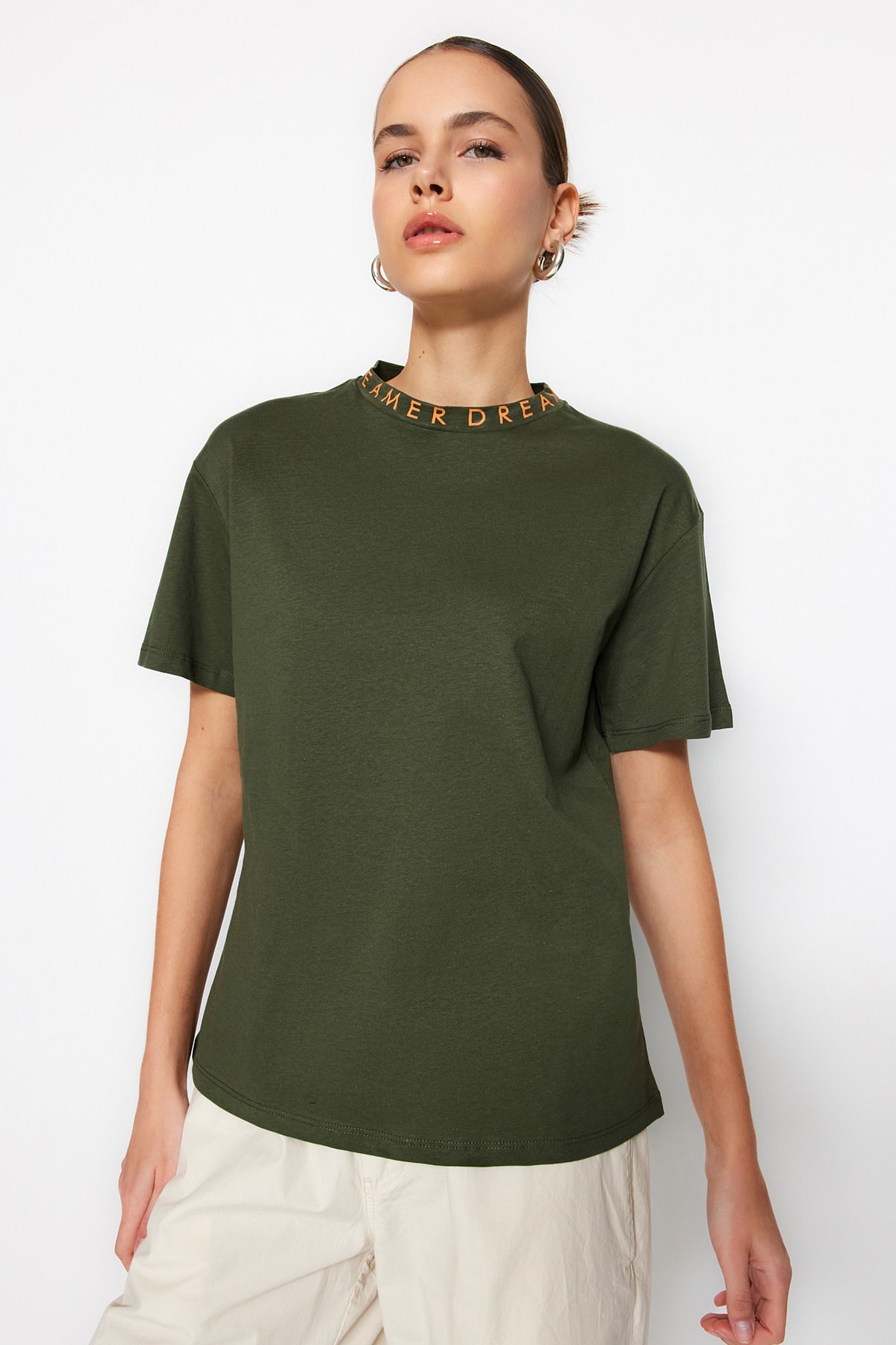 Tricou damă Trendyol Collar Printed