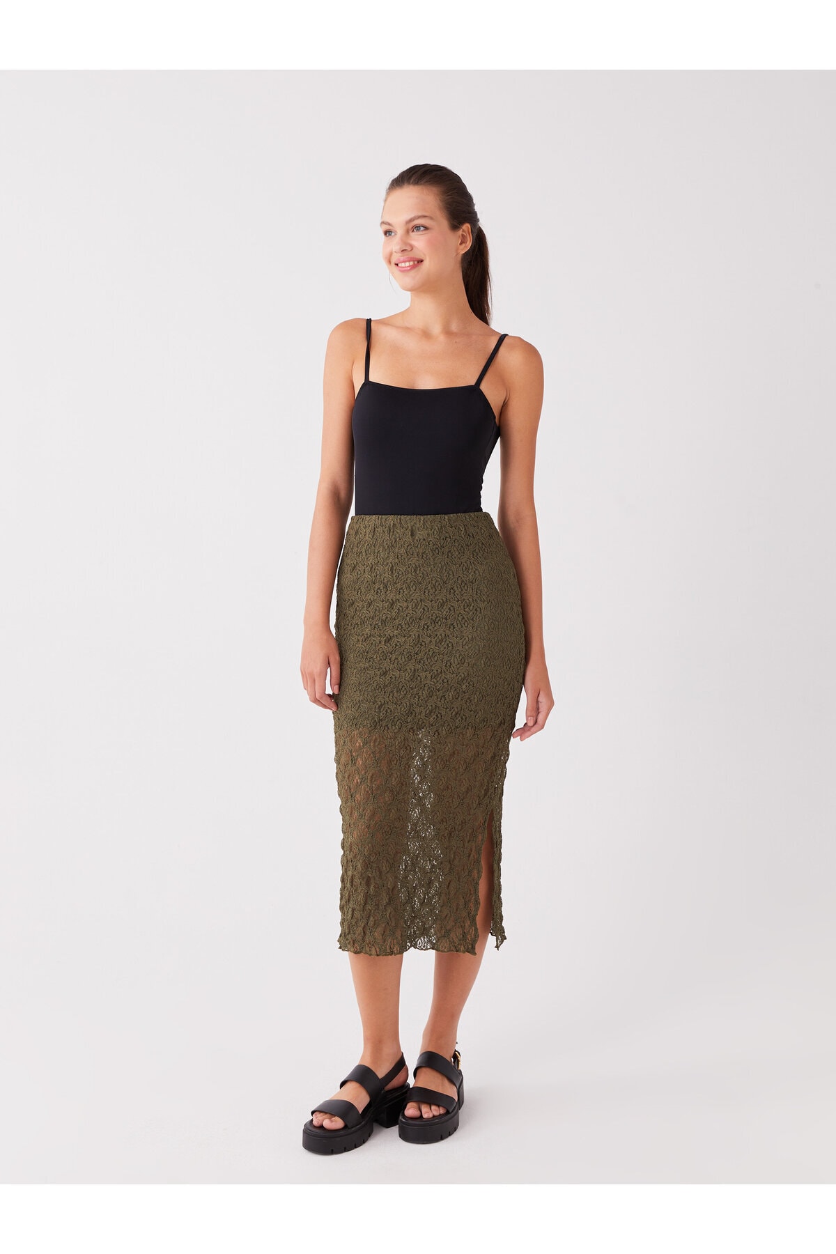 Levně LC Waikiki Women's Extra Tight Fit Patterned Skirt