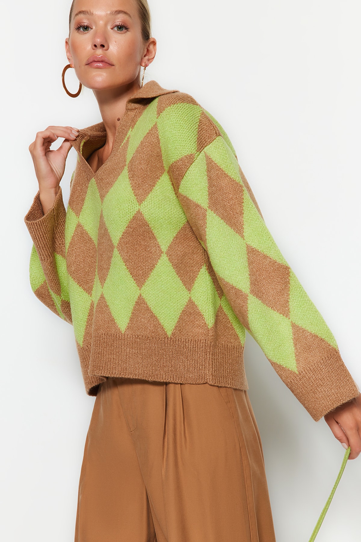Trendyol Sweater - Brown - Oversize