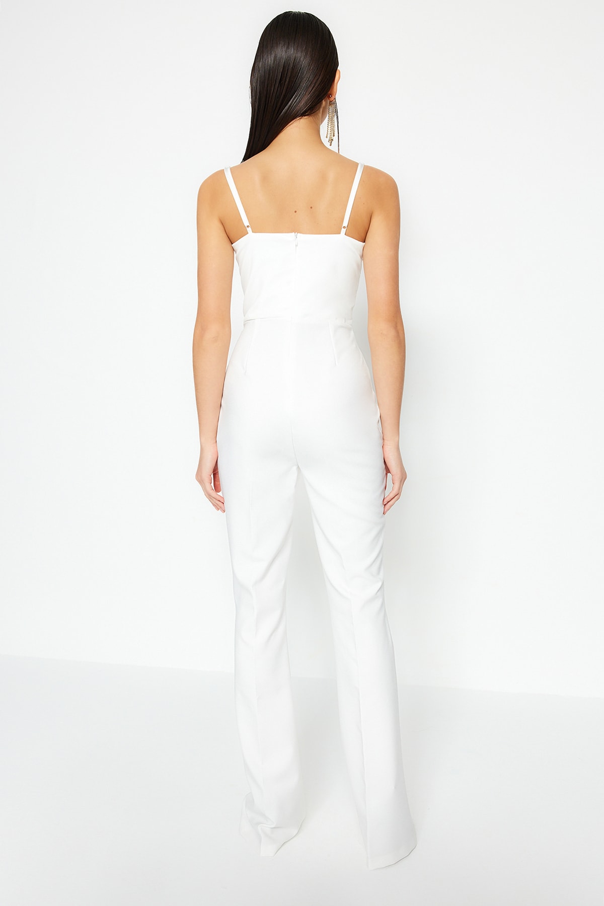 Trendyol Ecru Lined, Woven Accessorized Bridal Jumpsuit