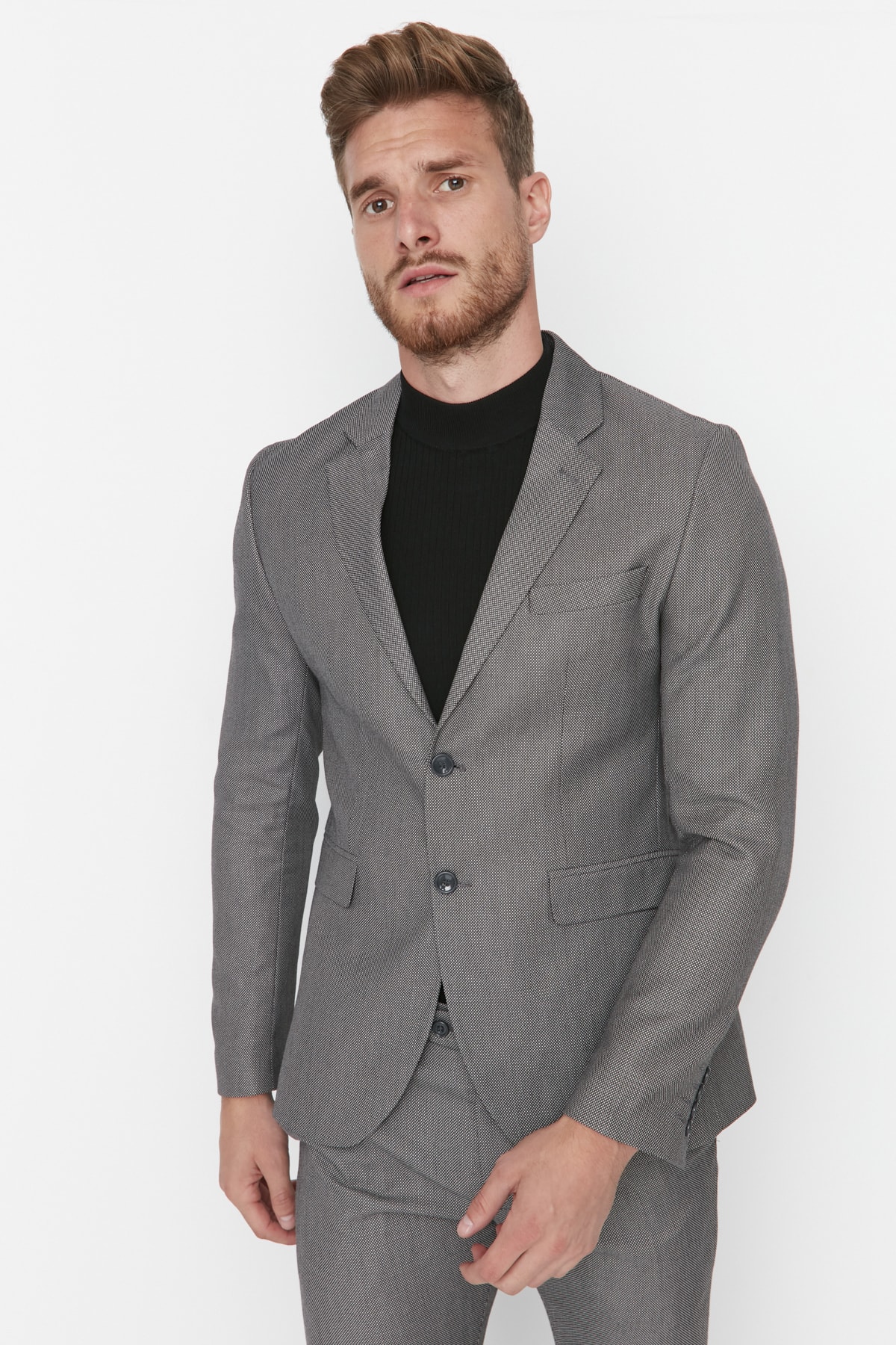 Trendyol Gray Men's Slim Fit Textured Jacket