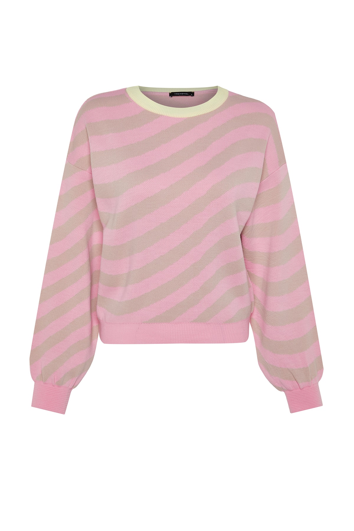 Trendyol rózsaszín saját mintás kötöttáru pulóver