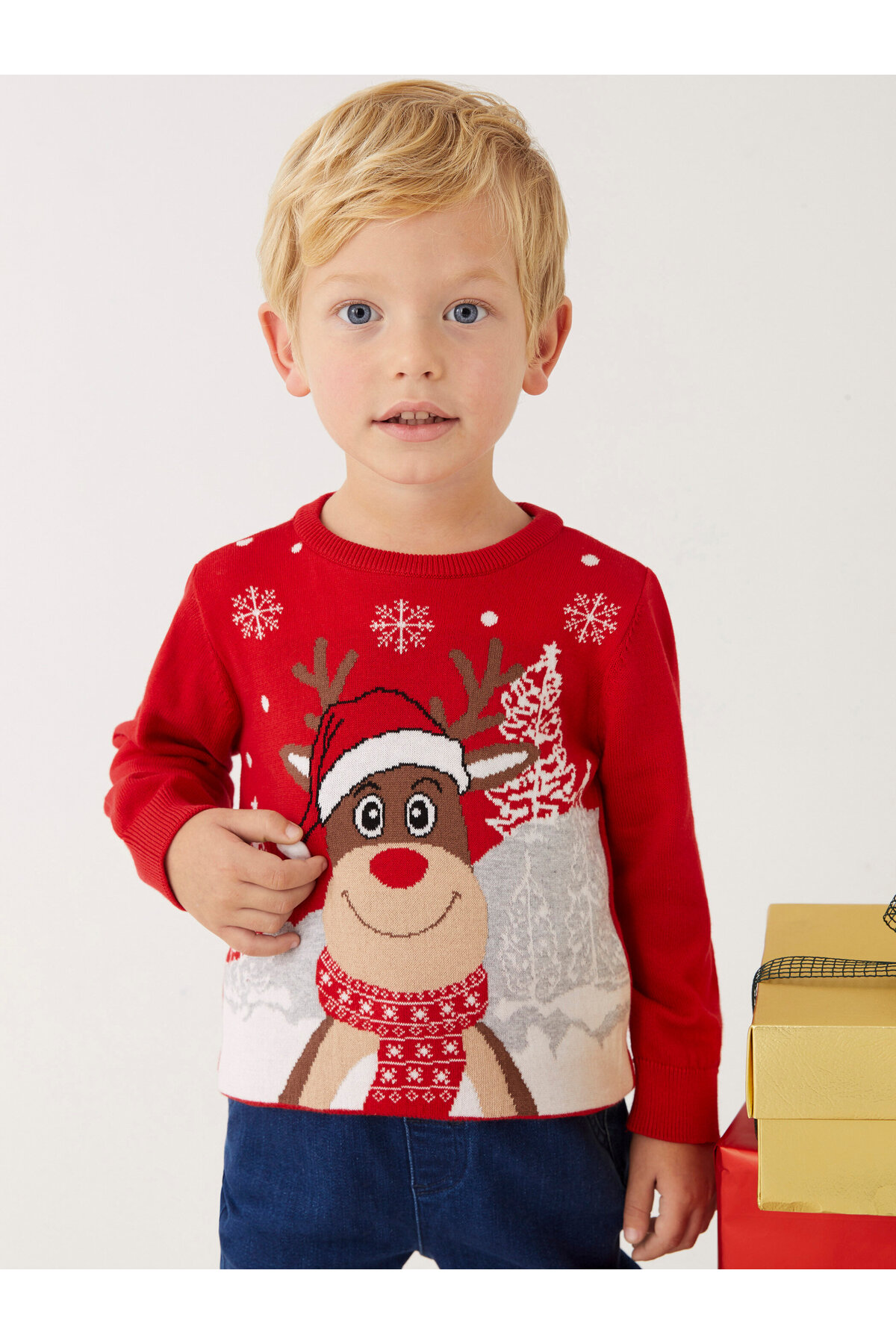 Levně LC Waikiki Crew Neck Long Sleeve Christmas Themed Baby Boy Knitwear Sweater